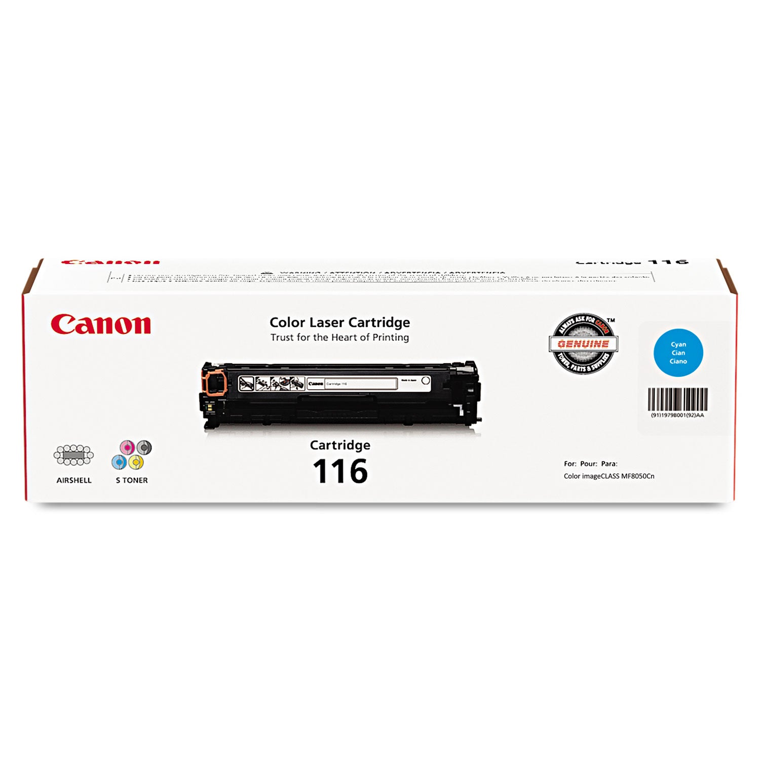 High-Yield 1500 Page Cyan Toner Cartridge 1979B001 (116) - Ideal for Office Printers & High-Volume Printing