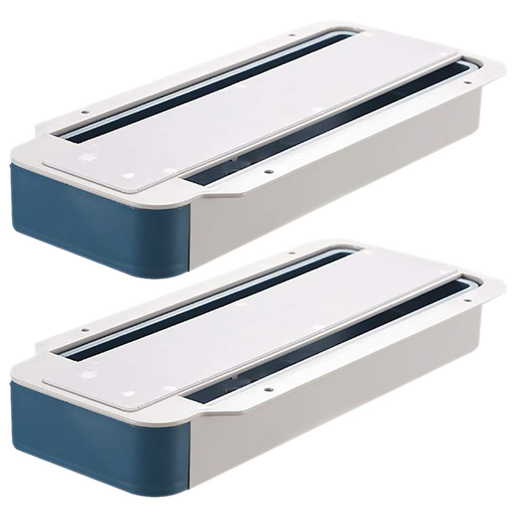 NUOBESTY 2-Pack Under Desk Organizer - Retractable Hidden Drawer for Pens, Pencils & Stationery - Adhesive Mount Desk Storage Tray - Perfect for Office, Study & Home Workspace Organization