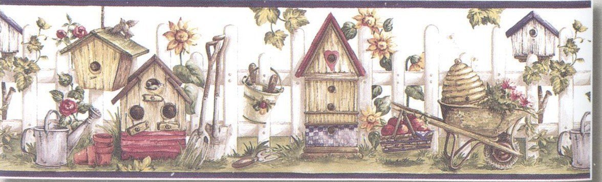 Prepasted Birdhouse Wallpaper Border - Self-Adhesive Home Decor for Nursery, Bedroom & Living Room - Easy Peel & Stick Wall Border for DIY Home Improvement