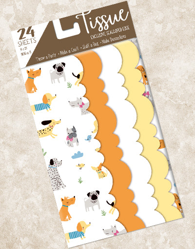 Adorable Dog-Themed Scalloped Edge Tissue Paper for Gift Wrapping, Party Decorations & Craft Projects - Perfect for Birthdays, Baby Showers & DIY Scrapbooking