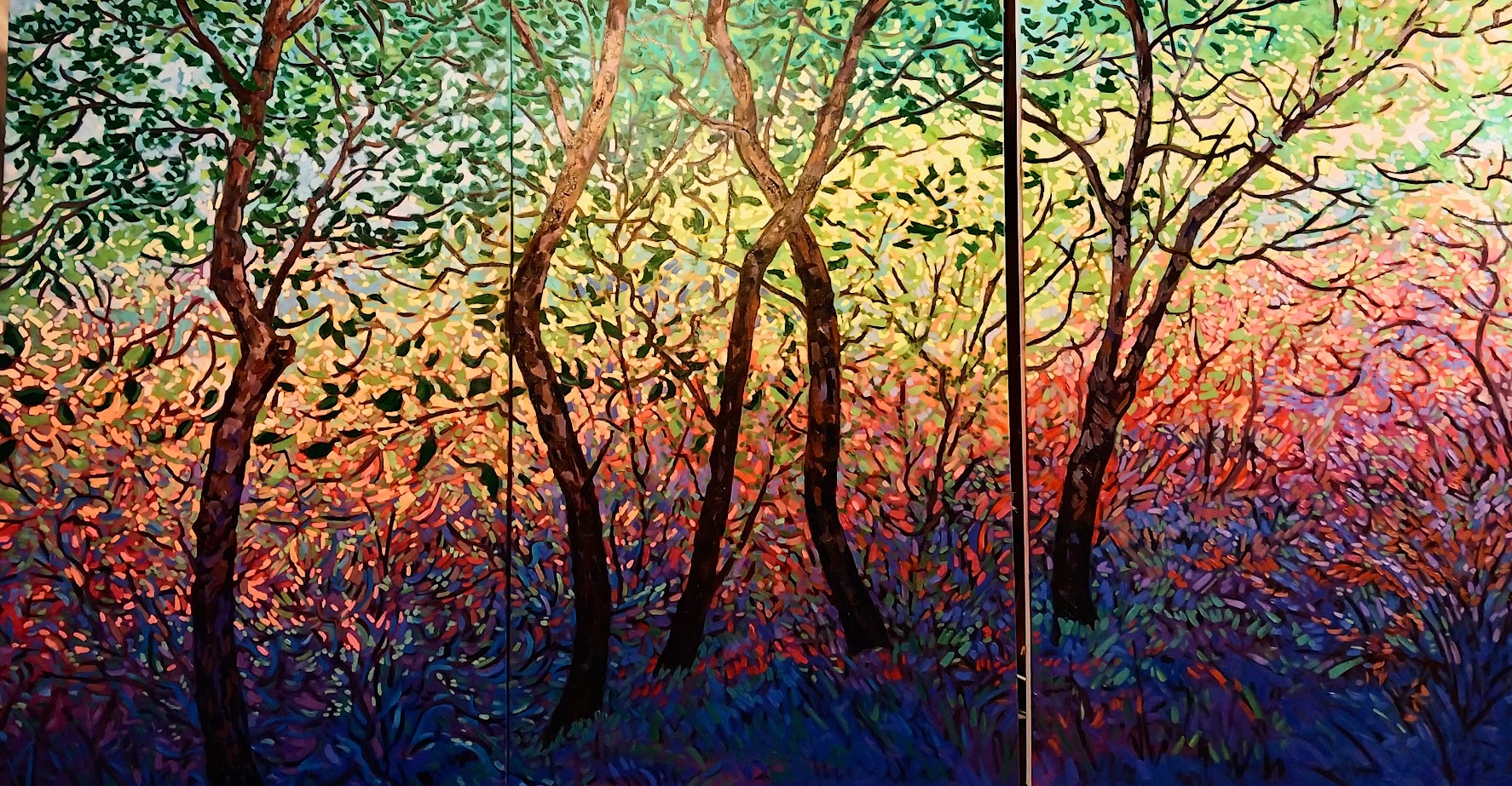 Laura Eyring Sapling Quintet Triptych - Modern Abstract Wall Art for Living Room, Bedroom & Office Decor