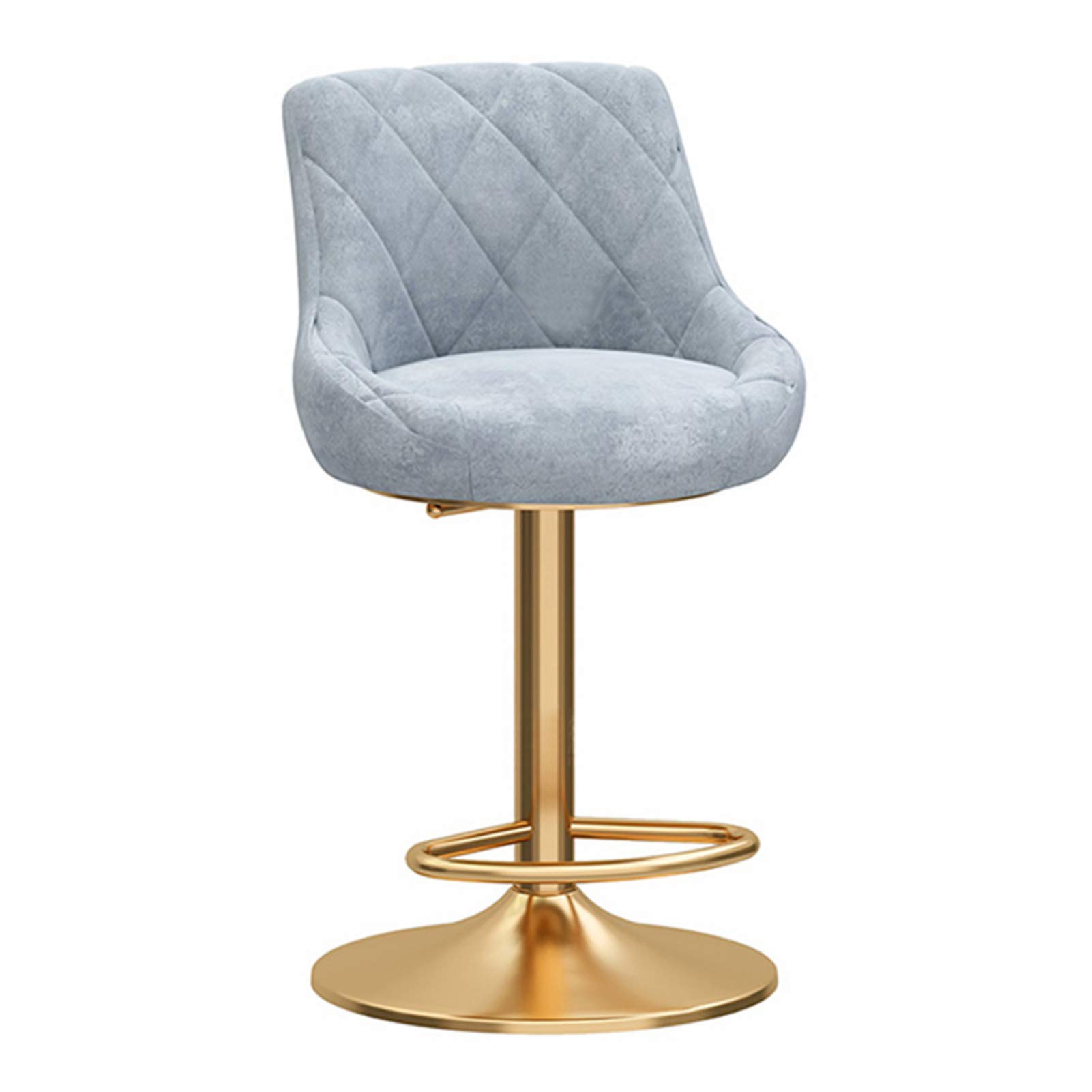Adjustable Bar Stools with Backrest & Footrest - Velvet Seat & Gold Metal Legs - Kitchen Island & Breakfast Nook Stools - Gray - Perfect for Home Bars, Dining Rooms & Kitchen Counter Seating