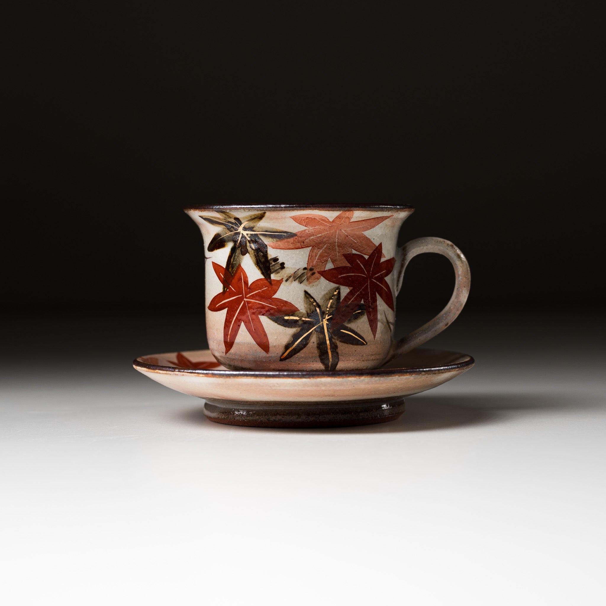 Handmade Kyo Kiyomizu Ware Mini Espresso Cup Set - Authentic Japanese Maple Design - Perfect for Coffee, Tea & Small Desserts