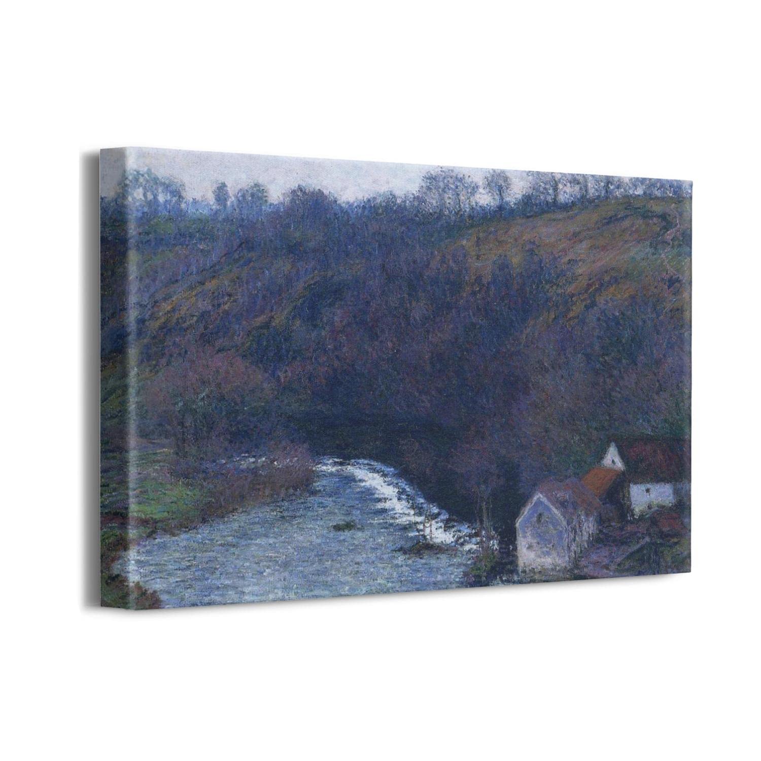 Claude Monet 'The Mill at Vervy' Framed Canvas Wall Art - 16x12 Inch Impressionist Painting for Living Room, Bedroom & Office Decor | Ready to Hang Home Decoration