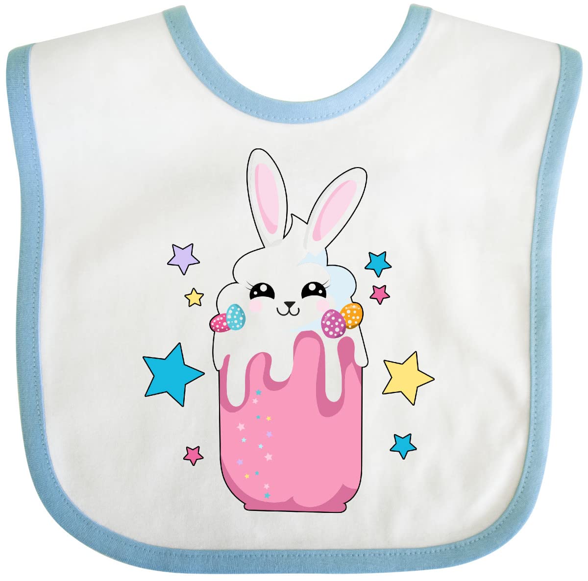Inktastic Easter Strawberry Bunny with Stars Baby Bib - Adorable Infant Feeding Bib for Easter, Holidays, and Everyday Use