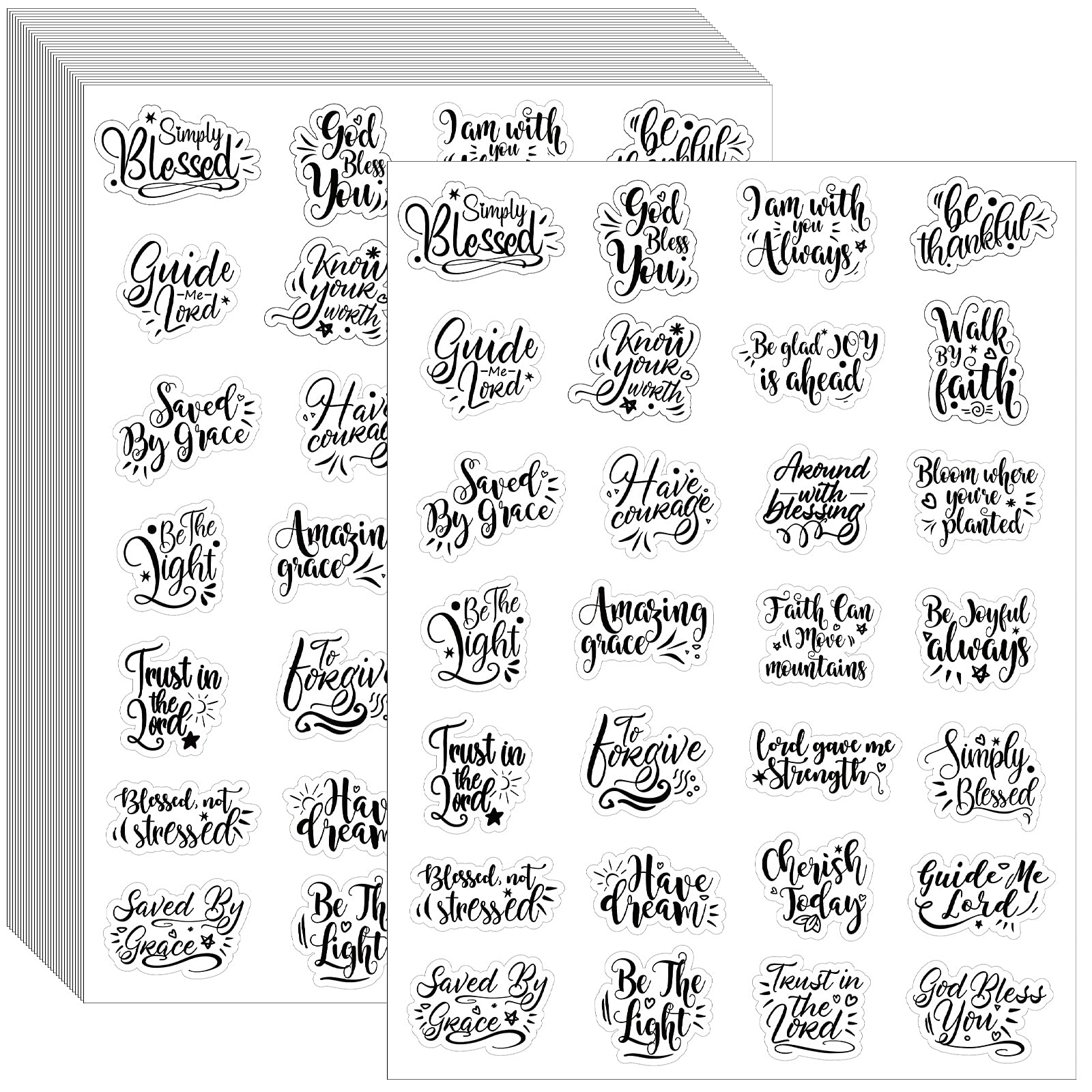 840pcs Clear Bible Verse Stickers - Motivational Scripture Decals for Laptop, Bottle & Planner