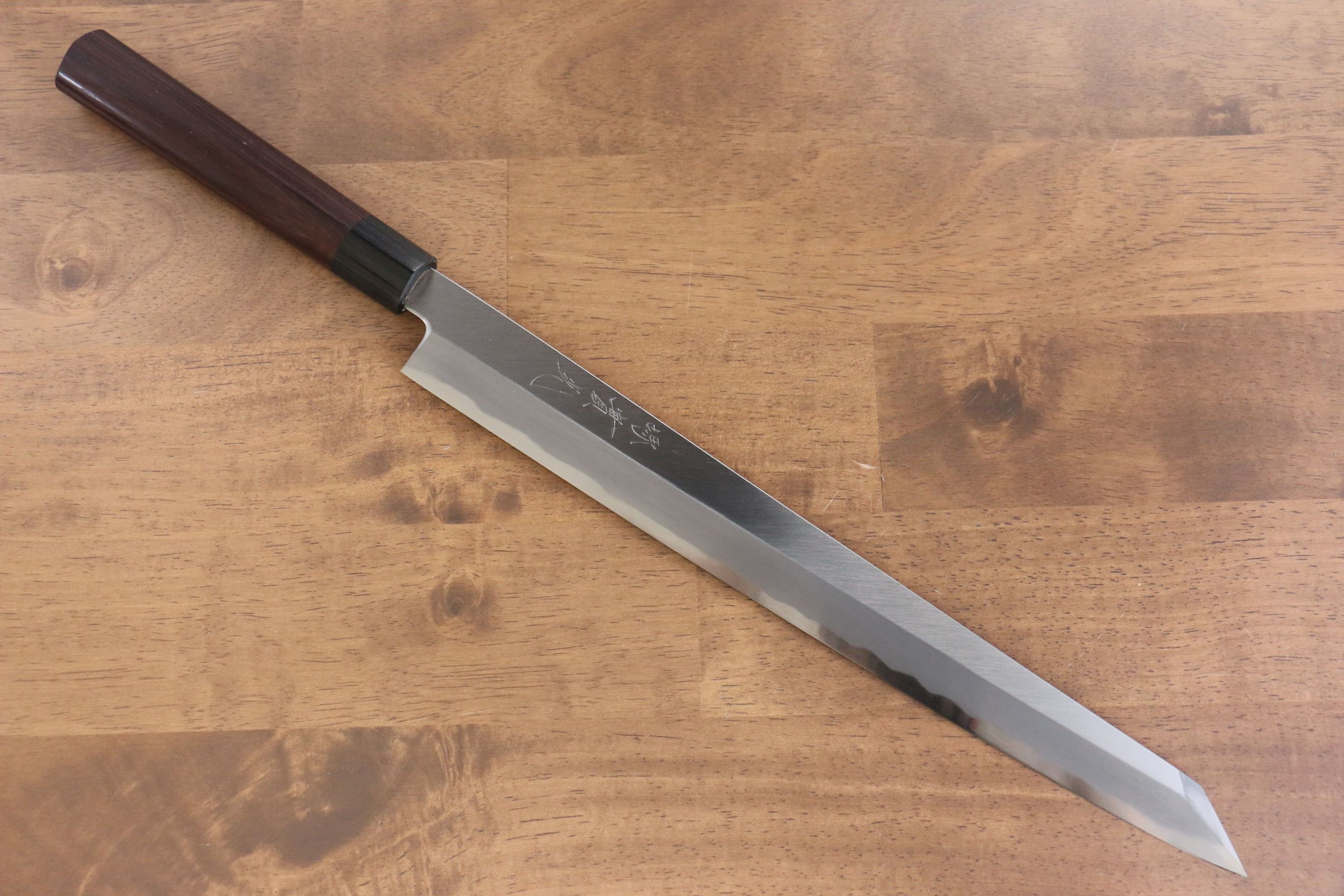 Premium Jikko White Steel No.2 Kiritsuke Yanagiba Knife 330mm with Exquisite Shitan Handle - Perfect for Sushi Chefs & Japanese Cuisine Preparation