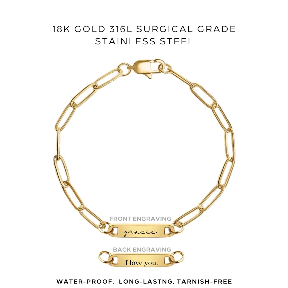 Personalized Engraved Paperclip Bracelet - Custom Name Jewelry Gift for Women - $37.00 - Perfect for Birthdays, Anniversaries & Special Occasions