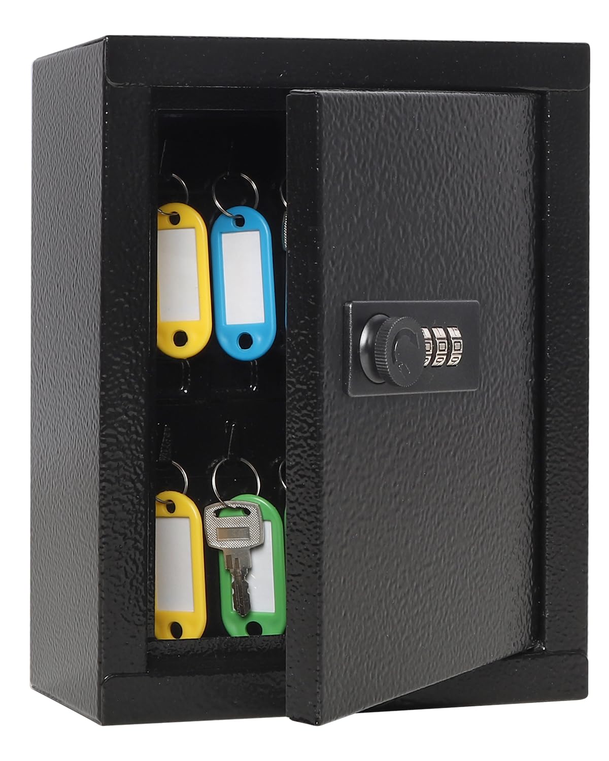 20 Hooks Wall Mount Key Cabinet with Lock - Secure Key Organizer Box for Home, Office & Rental Property (Black) | Durable Key Storage Solution for Apartments, Hotels & Schools