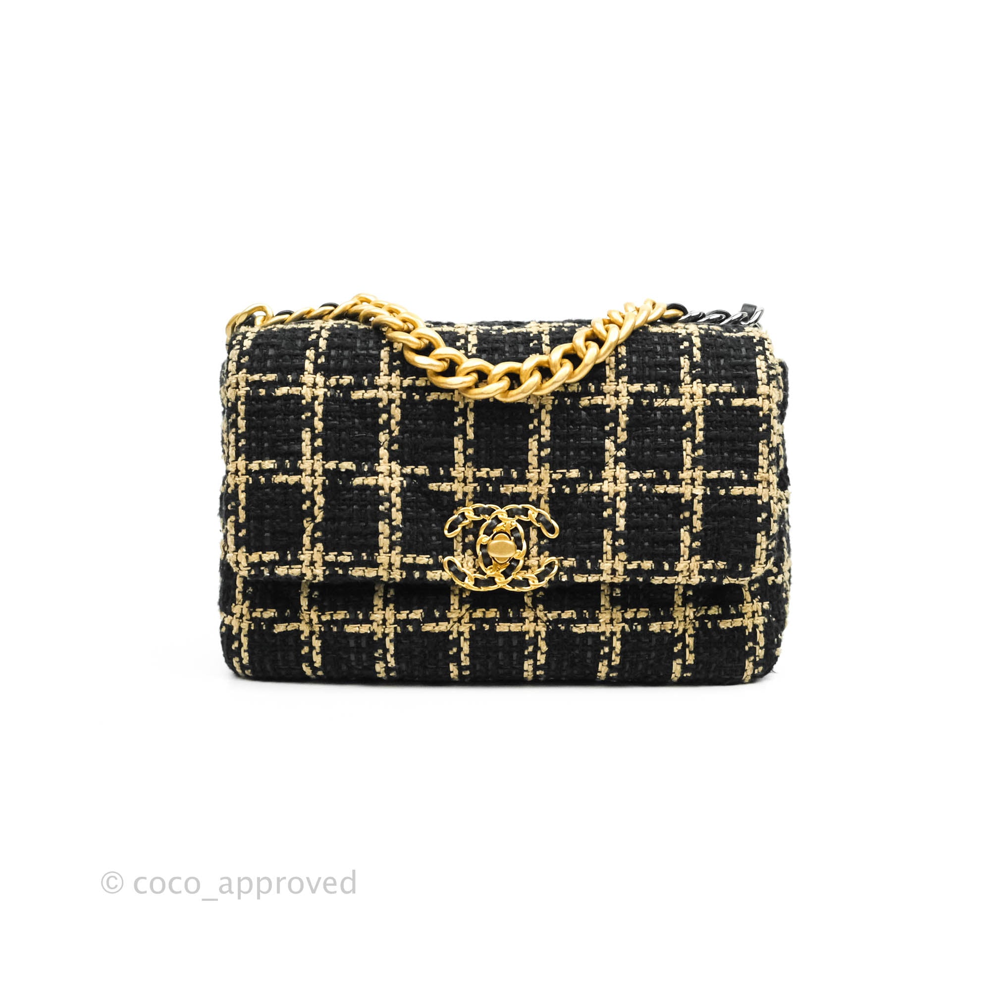 Chanel 19 Small Flap Bag - Black & Beige Tweed with Mixed Hardware | Luxury Designer Handbag for Women | Perfect for Work, Evening Events & Special Occasions