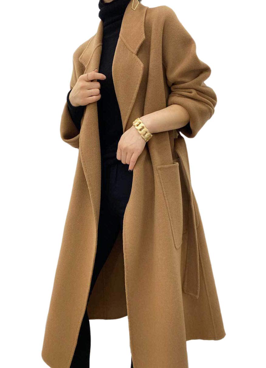 Emily in Paris Lily Collins Hot Pink Wool Belted Coat - Women's Winter Fashion Trench Coat for Office, Date Night & Fall Outfits