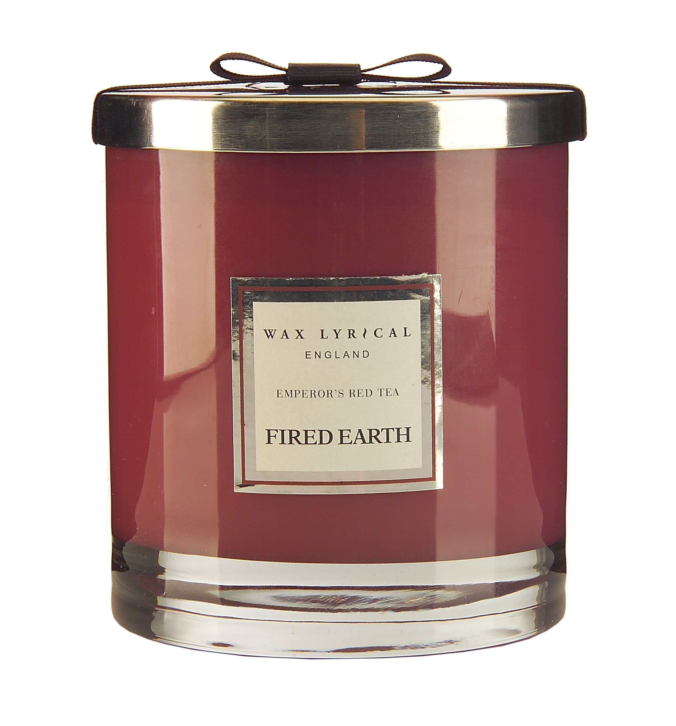Emperor's Red Tea Large Scented Glass Candle with Twin Wick - 75 Hour Burn Time - Made in England - Fired Earth Collection - Perfect for Relaxation, Aromatherapy & Home Decor