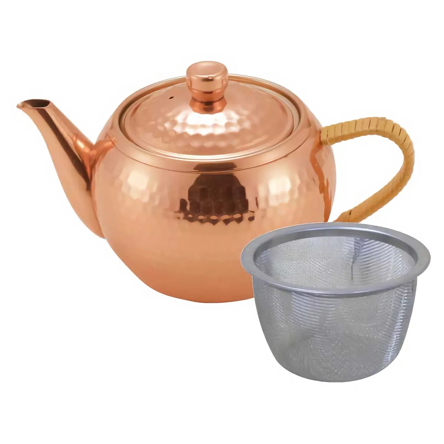 Premium Asahi Nagomi Copper Kyusu Teapot with Built-in Stainless Steel Tea Strainer - Traditional Japanese Cast Iron Teapot for Green Tea, Matcha & Herbal Brewing - Perfect for Home, Office & Tea Ceremonies