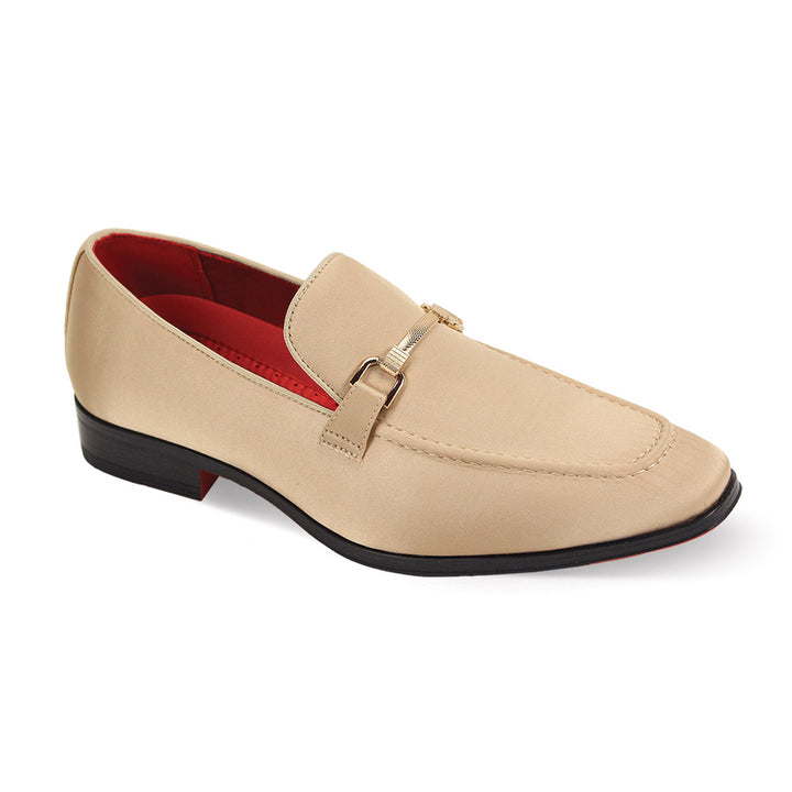 After Midnight 7018 Women's Champagne Satin Loafers - Elegant Slip-On Shoes for Work, Parties & Special Occasions