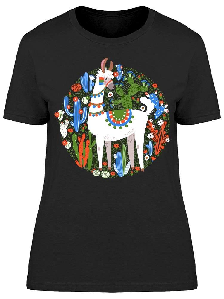 Llama & Cactus Print Women's T-Shirt - Soft Cotton Graphic Tee for Casual Wear, Summer Outfits & Boho Style