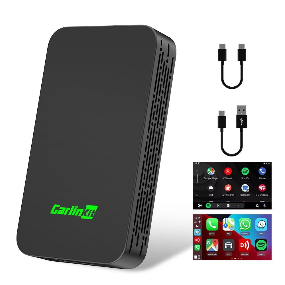 CarlinKit 5.0 Wireless CarPlay & Android Auto Adapter - Convert Wired to Wireless, Online Update, Dual Channel Connection, Plug & Play for 2015-2025 Cars with OEM Wired CarPlay/Android Auto - Perfect for Commuting, Road Trips & Hands-Free Driving