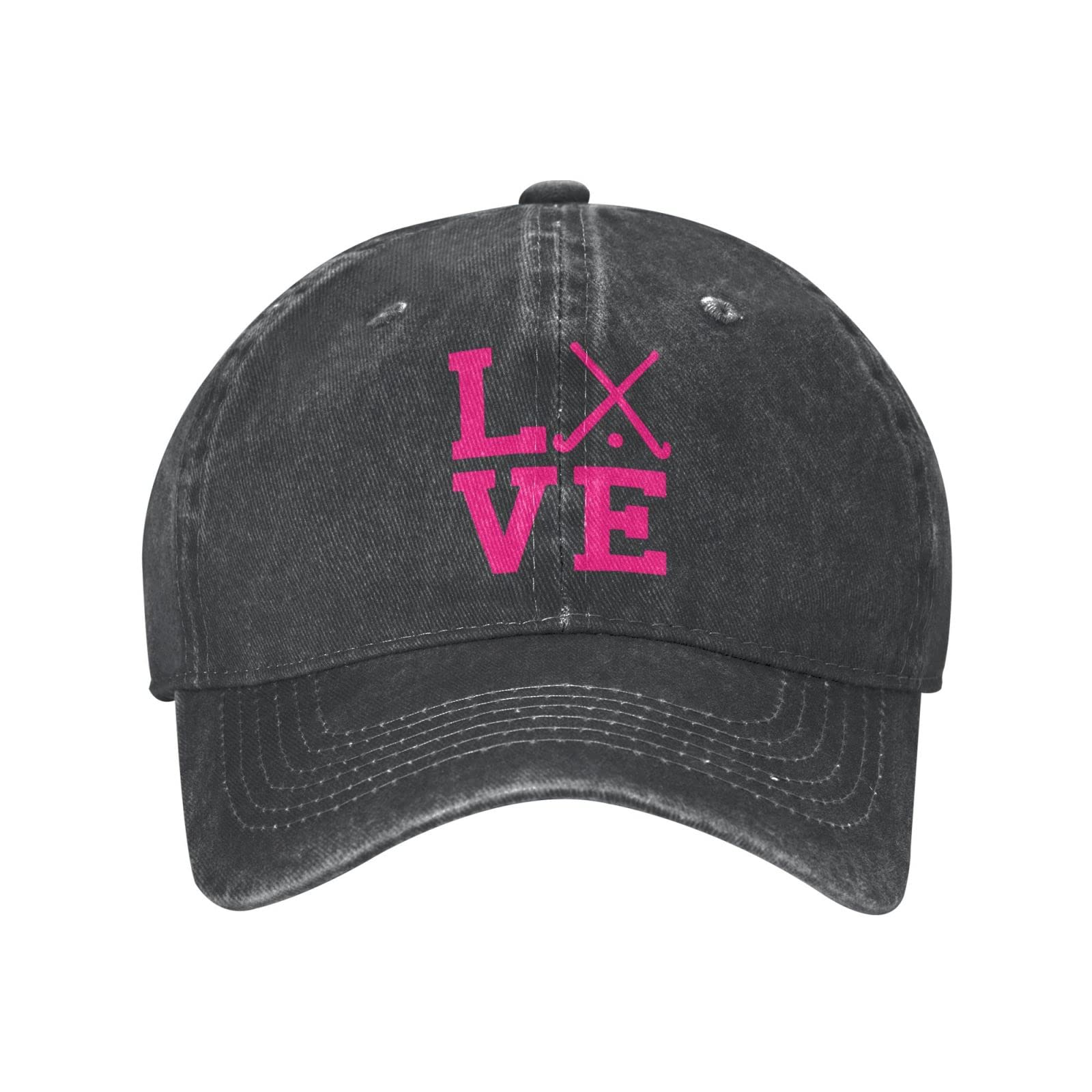 Unisex Adjustable Denim Baseball Cap - Love Field Hockey, Sports & Golf Hat for Men & Women - Perfect for Outdoor Activities, Casual Wear & Sports Events