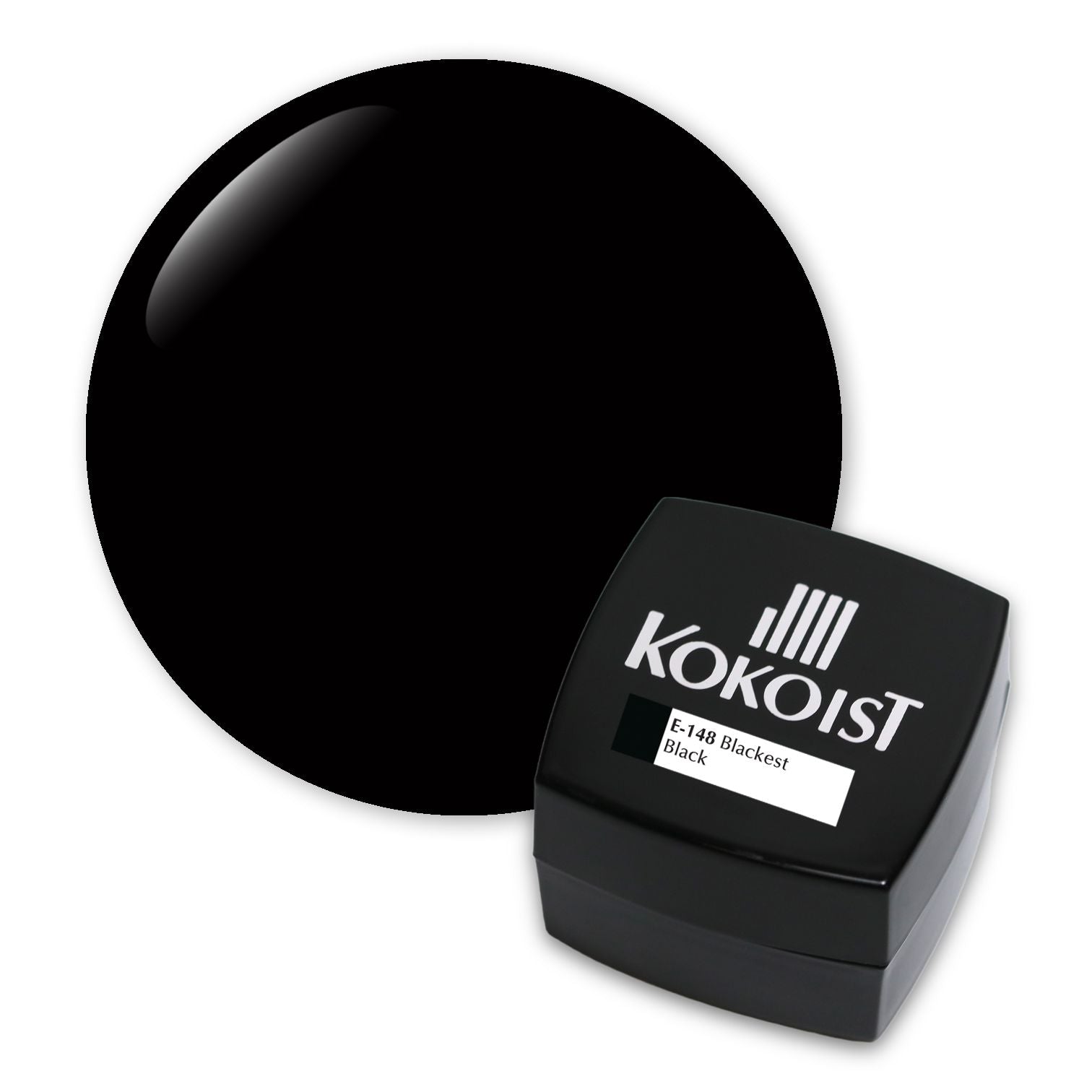 Kokoist E 148 Blackest Black Gel Polish - Long Lasting Vegan Nail Polish for Salon & Home Manicures - Perfect for Special Occasions & Everyday Wear