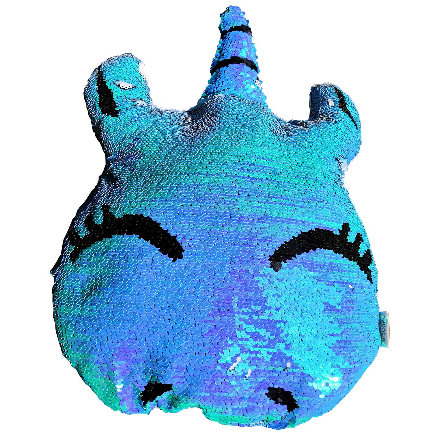 MOCOFO Unicorn Two-Tone Glitter Sequin Pillow - 15x15 Inch Reversible Throw Cushion for Kids Room Decor, Birthday Gift & Home Decoration | Soft Plush Toy for Girls, Teens & Unicorn Lovers