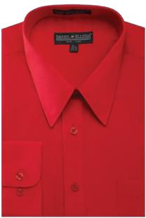 Daniel Ellissa DS3001 Convertible Cuff Basic Dress Shirt for Men - Classic Red Formal Business Shirt | Perfect for Office, Weddings & Professional Events