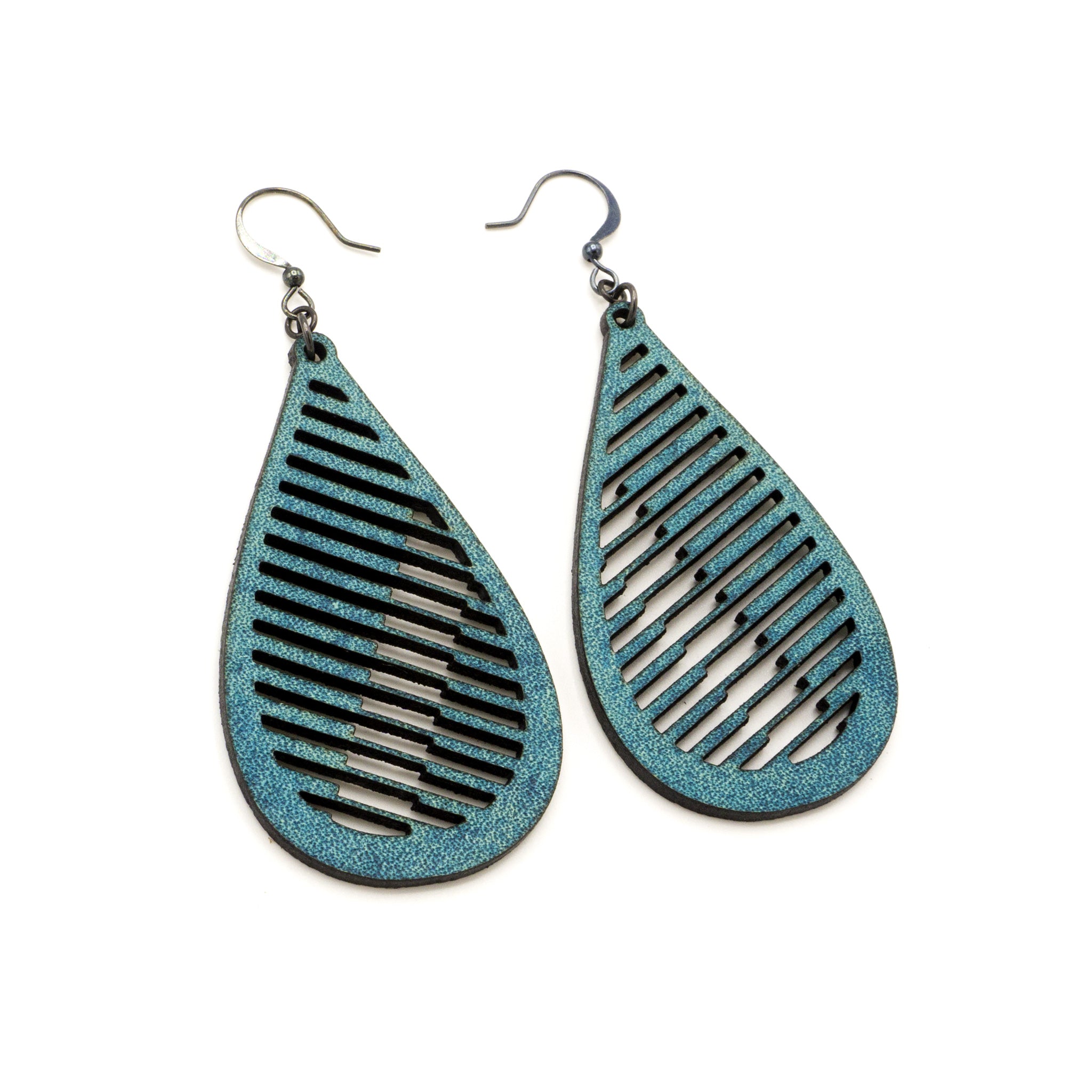 Handmade Turquoise Leather Drop Earrings for Women - Boho Chic Dangle Earrings for Casual & Party Wear