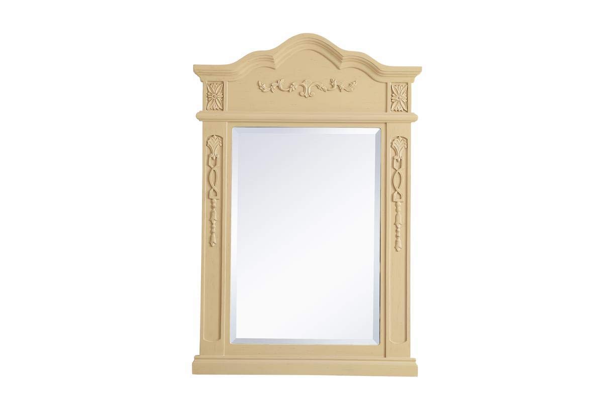 Elegant Wood Frame Mirror 24x36 Inch - Light Antique Beige for Home Decor