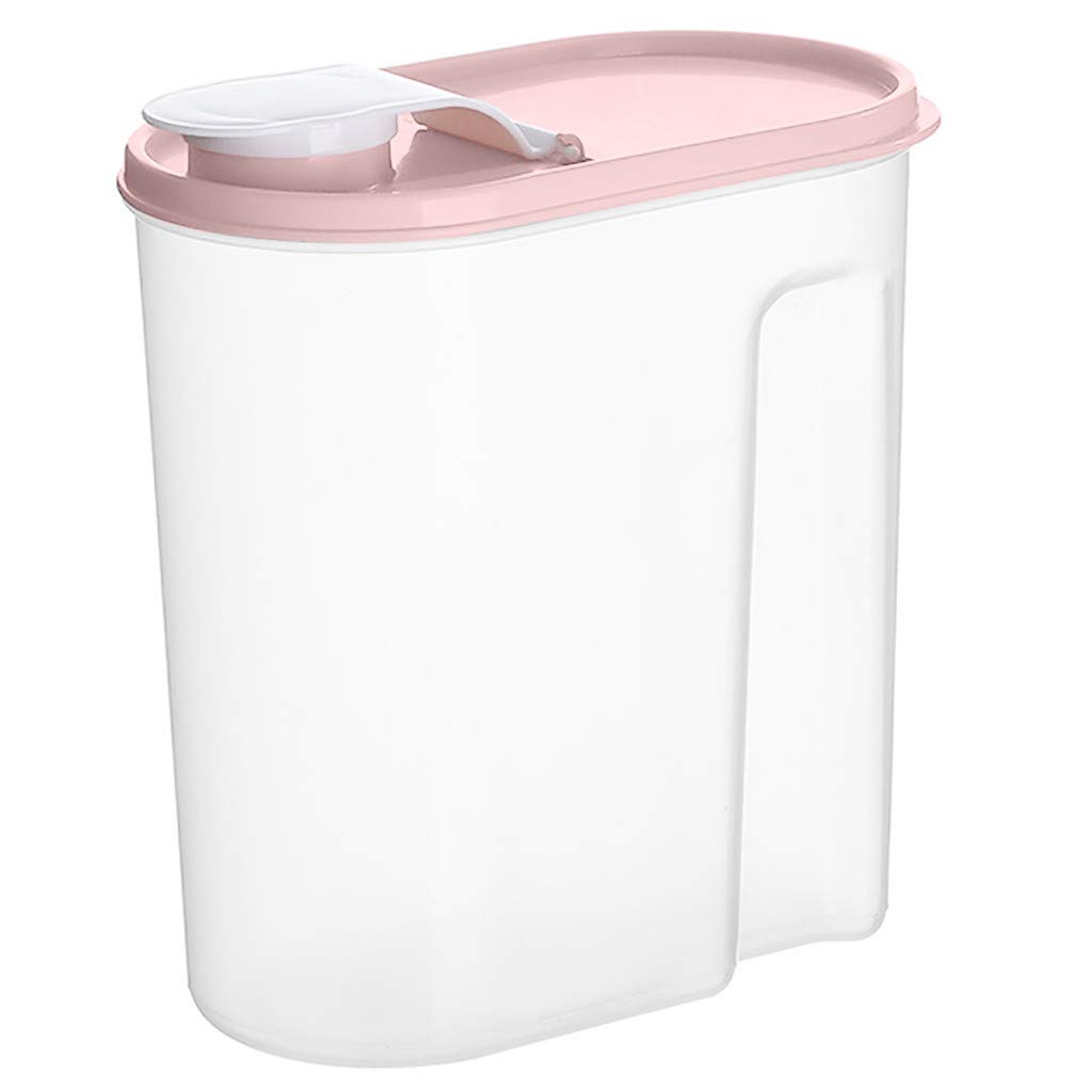 Airtight Glass Kitchen Storage Containers with Lids - 1.8L Grain, Dry Food & Spice Organizer | Perfect for Pantry, Baking & Meal Prep (Pink, One Size)