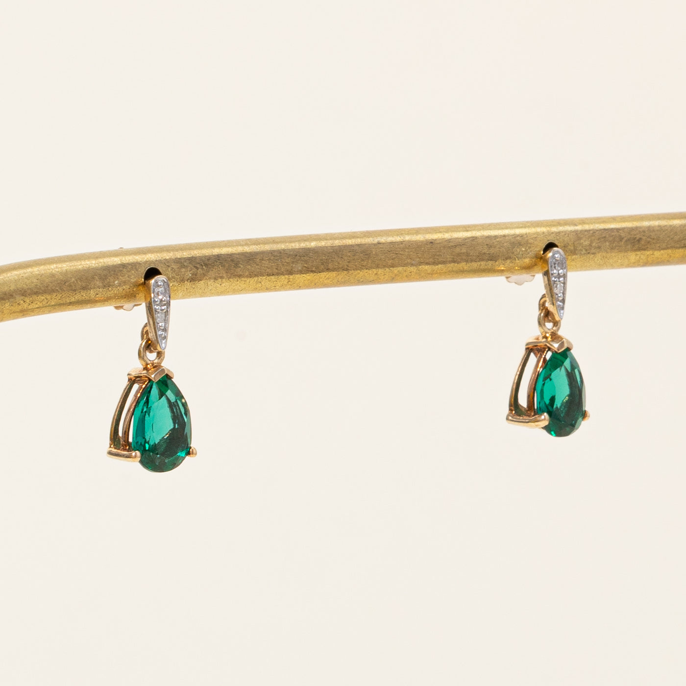 Luxury Synthetic Emerald and Diamond Drop Earrings - 1.00ctw Emerald, 0.02ctw Diamonds | Elegant Dangling Earrings for Women | Perfect for Weddings, Parties & Special Occasions