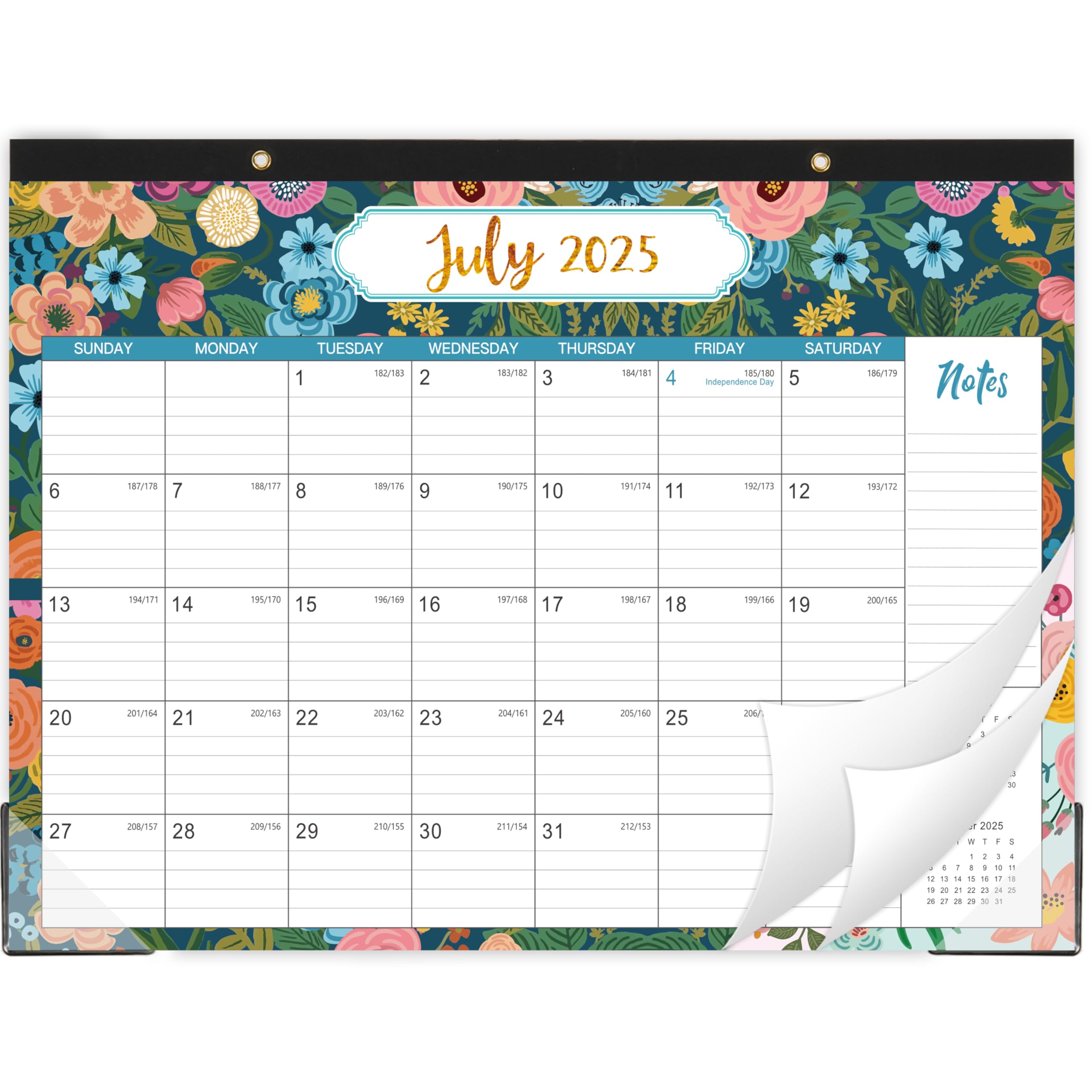 2025-2026 18-Month Desk Calendar Planner (July 2025 - December 2026) with Corner Protectors & Large Ruled Blocks - 14.5