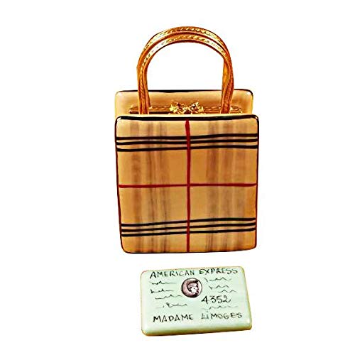 Authentic Limoges Porcelain Figurine Box from France - Elegant Designer Shopping Bag - Perfect for Collectors, Home Decor & Luxury Gifts
