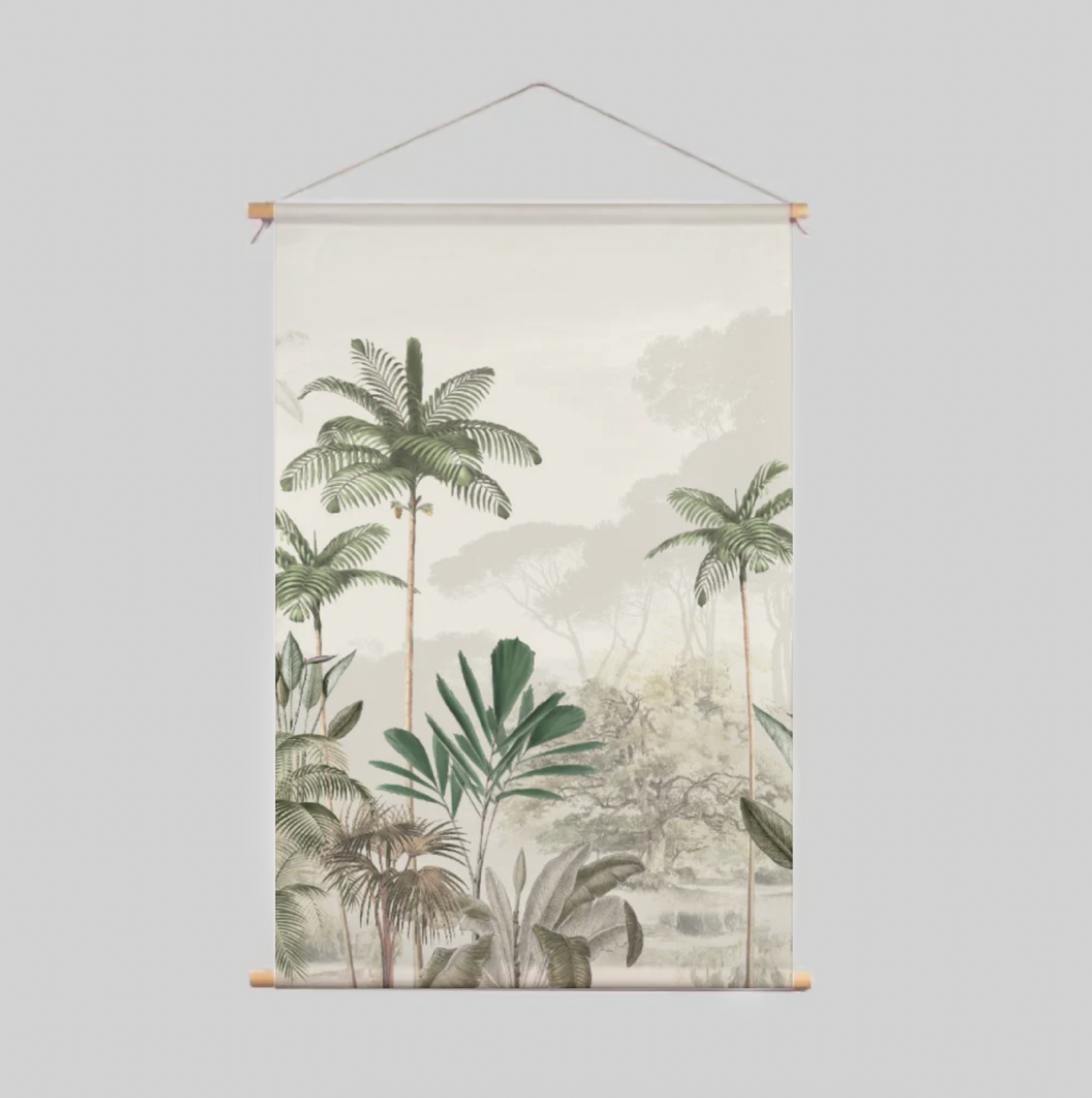 Tropical Wilderness Textile Poster - Beige & Green Wall Art for Home & Office Decor
