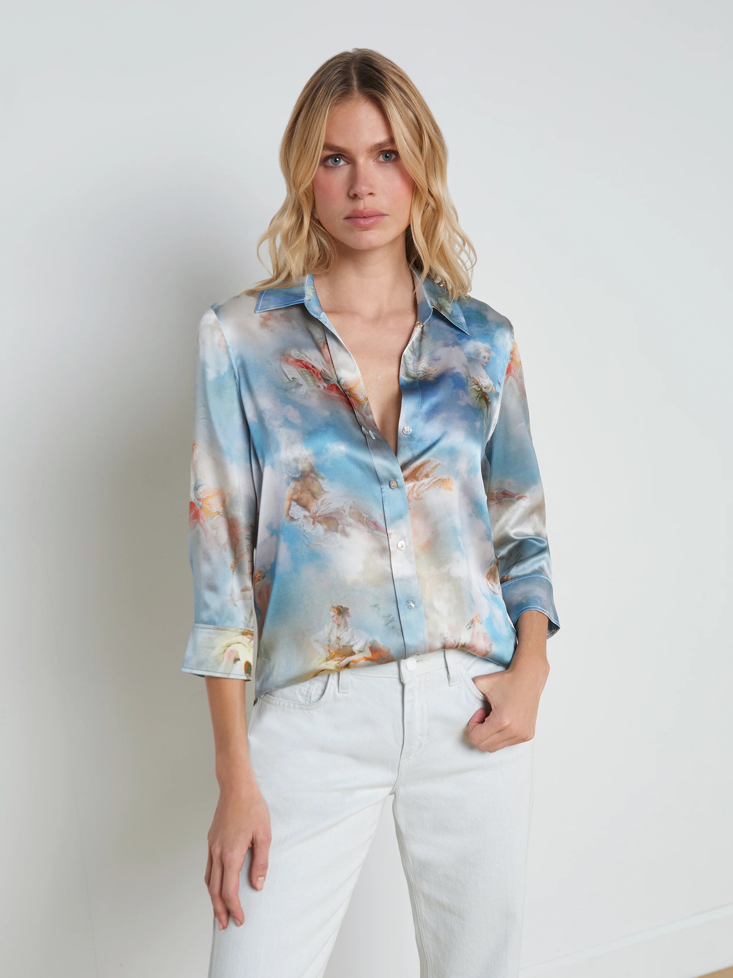 L'Agence Dani Silk Blouse - Women's Luxury Silk Blouse for Work & Evening Wear | Elegant Button Down Shirt for Office, Date Night & Special Occasions