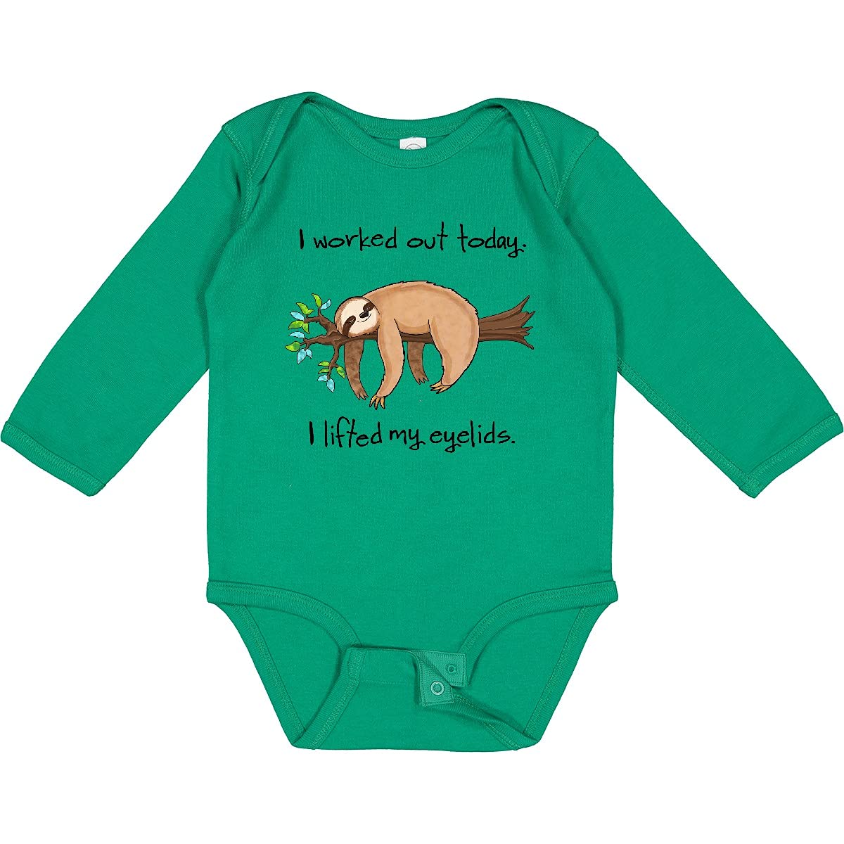 Inktastic 'I Worked Out Today - Lifted My Eyelids' Funny Baby Long Sleeve Bodysuit | Cute Infant Romper for Playtime & Photo Shoots