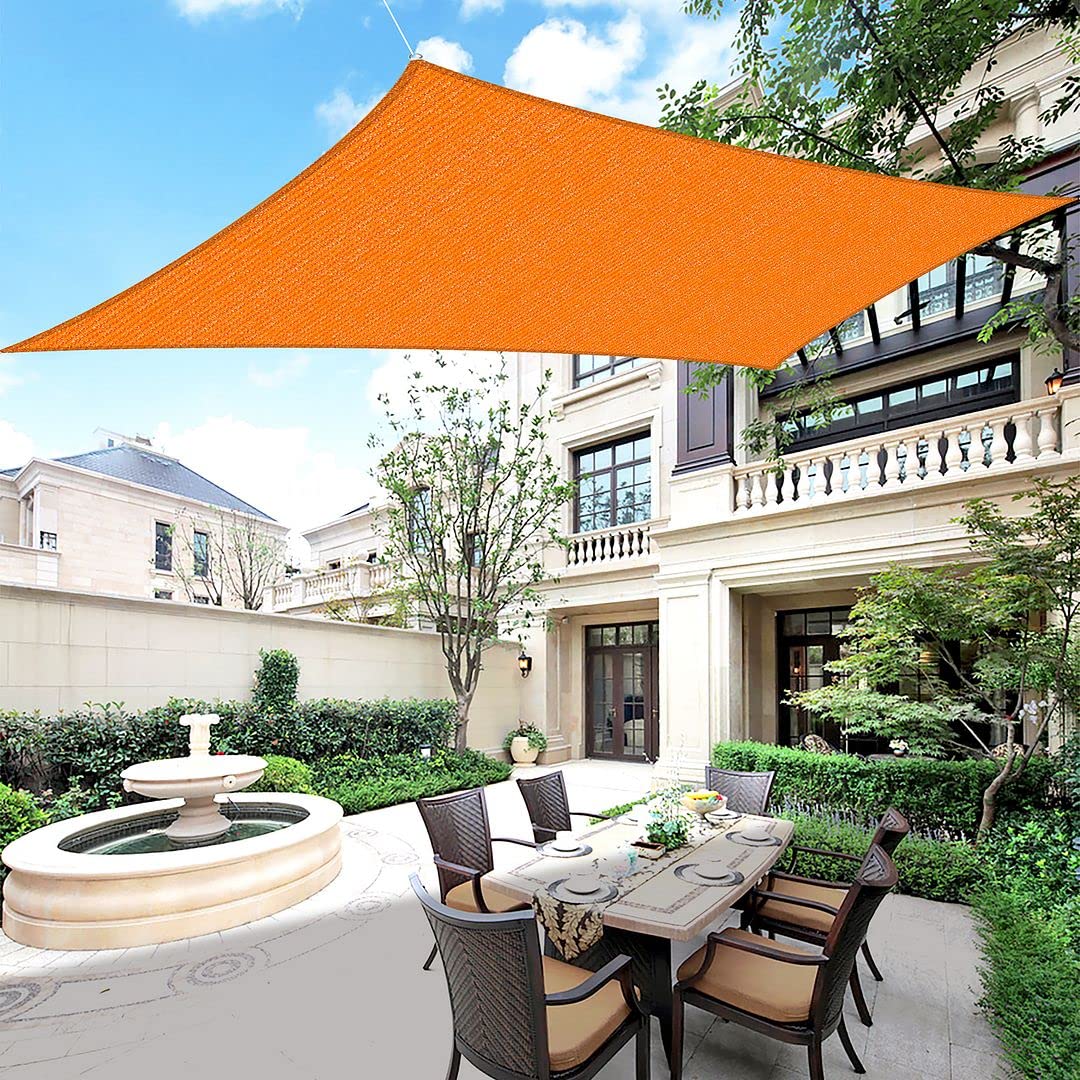 Houssity 13' x 30' Orange Sun Shade Sail Canopy - UV Resistant Outdoor Shade Cloth Cover for Patio, Deck, Garden, Pool & Carport - Perfect for Backyard, Driveway and Pergola Sun Protection