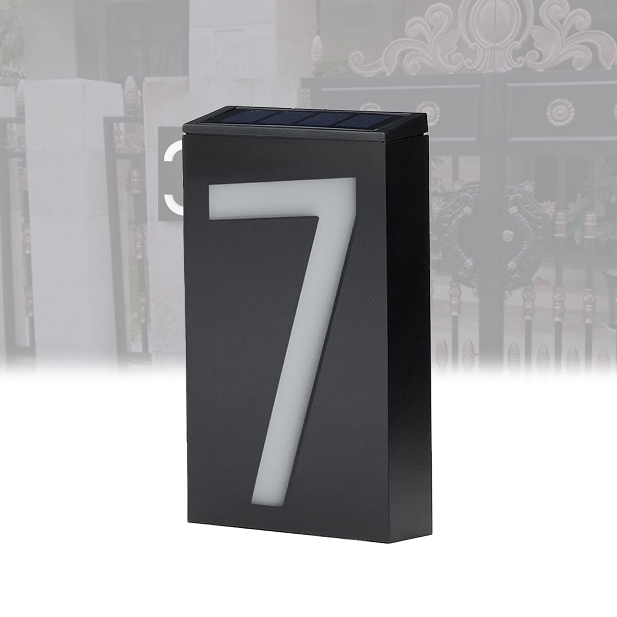 YCRD Solar Powered LED House Number Light - Waterproof Outdoor Address Sign for Plaque, Fence, Courtyard, Street & Park - Perfect for Nighttime Visibility & Home Security