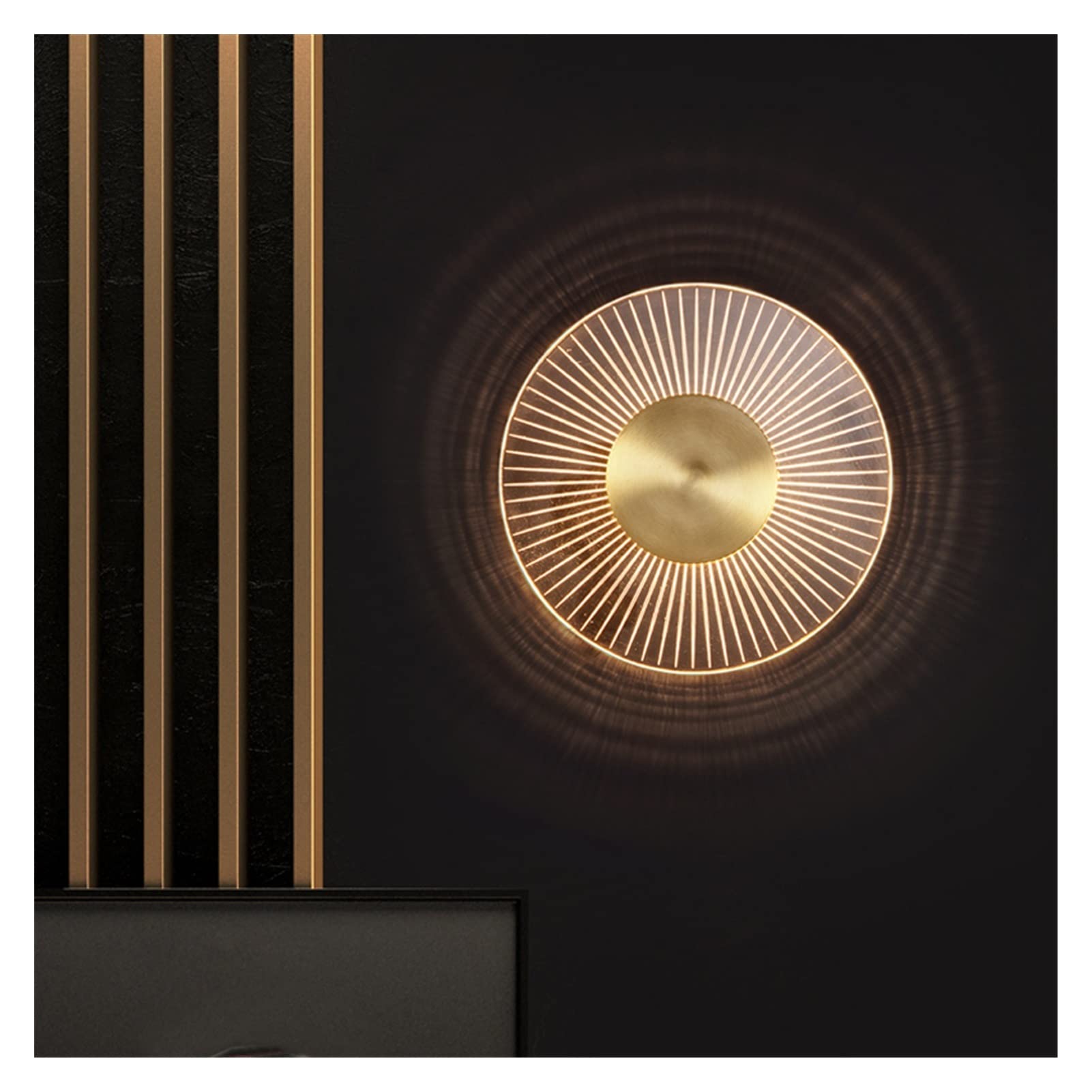 Modern Round Copper LED Wall Sconce Light - Golden Hanging Lamp for Living Room, Study, Sofa Background & Hallway - Energy Efficient Indoor Lighting for Home Decor