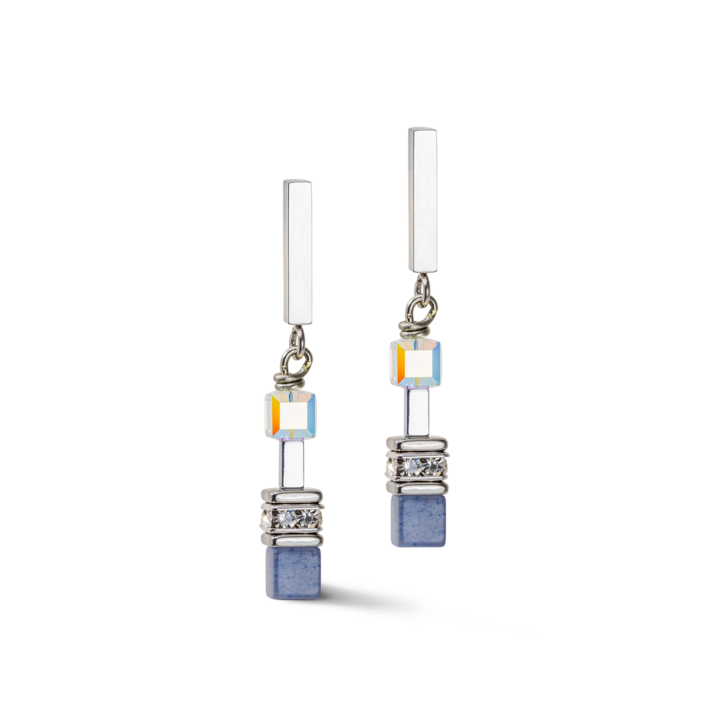 GeoCUBE® Precious Fusion Chunky Chain Earrings in Light Blue - Stylish Statement Jewelry for Women, Perfect for Parties, Weddings & Everyday Wear