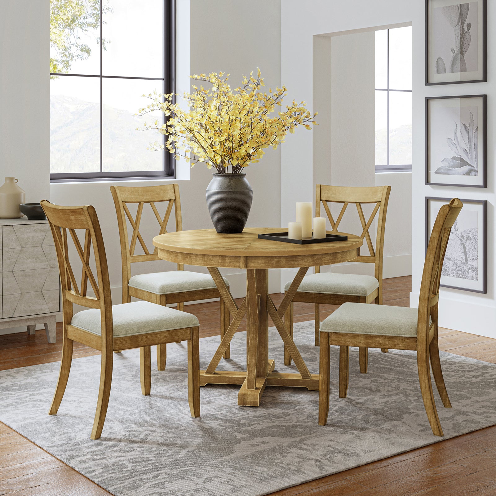 Kevin 5-Piece Dining Room Table Set with Chairs - Modern Kitchen & Dining Furniture for Family Meals & Entertaining