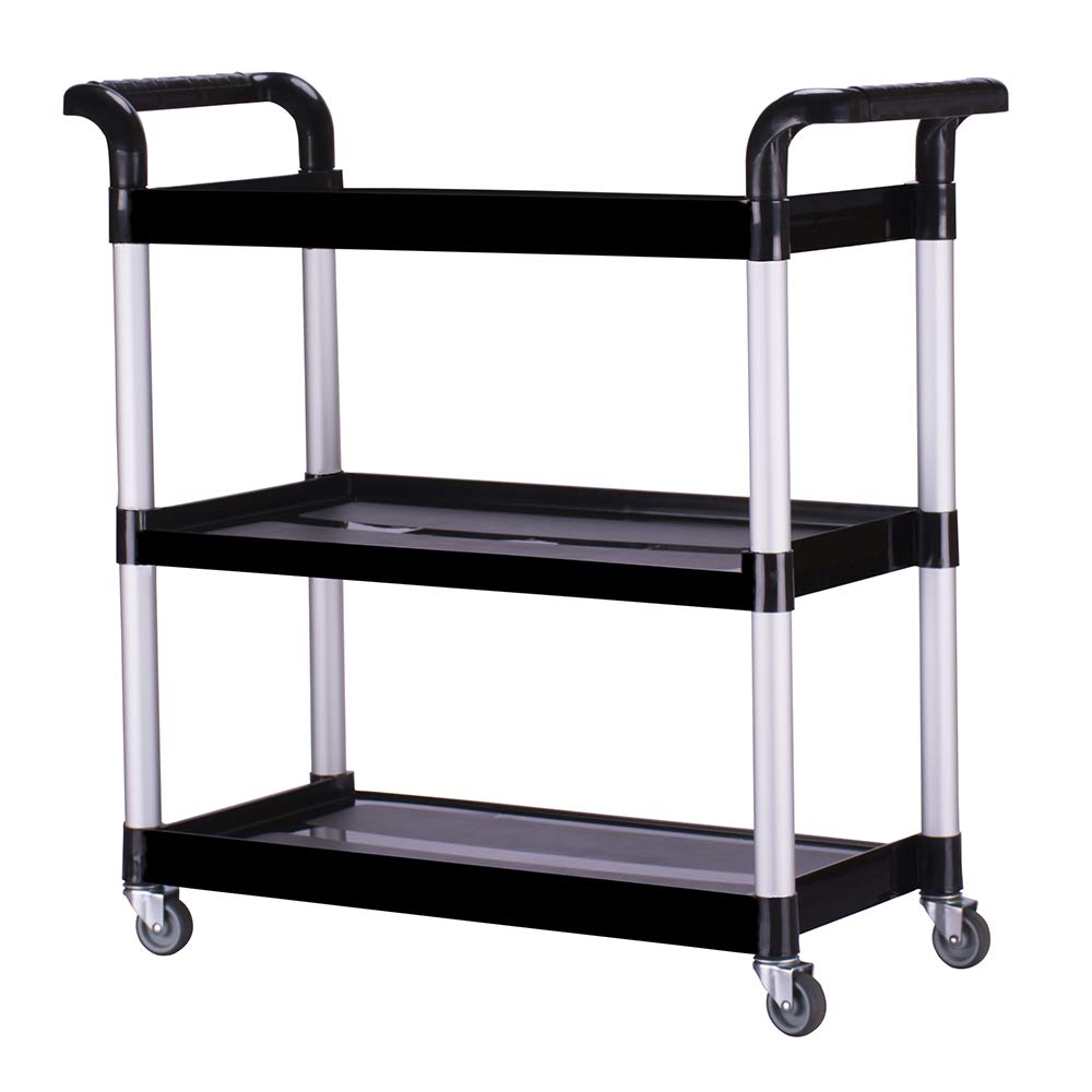 Heavy Duty 3-Tier Rolling Kitchen Cart with Locking Wheels - Stainless Steel Utility Cart for Restaurant, Hotel & Home Use - Perfect for Food Serving, Storage & Mobile Workstation