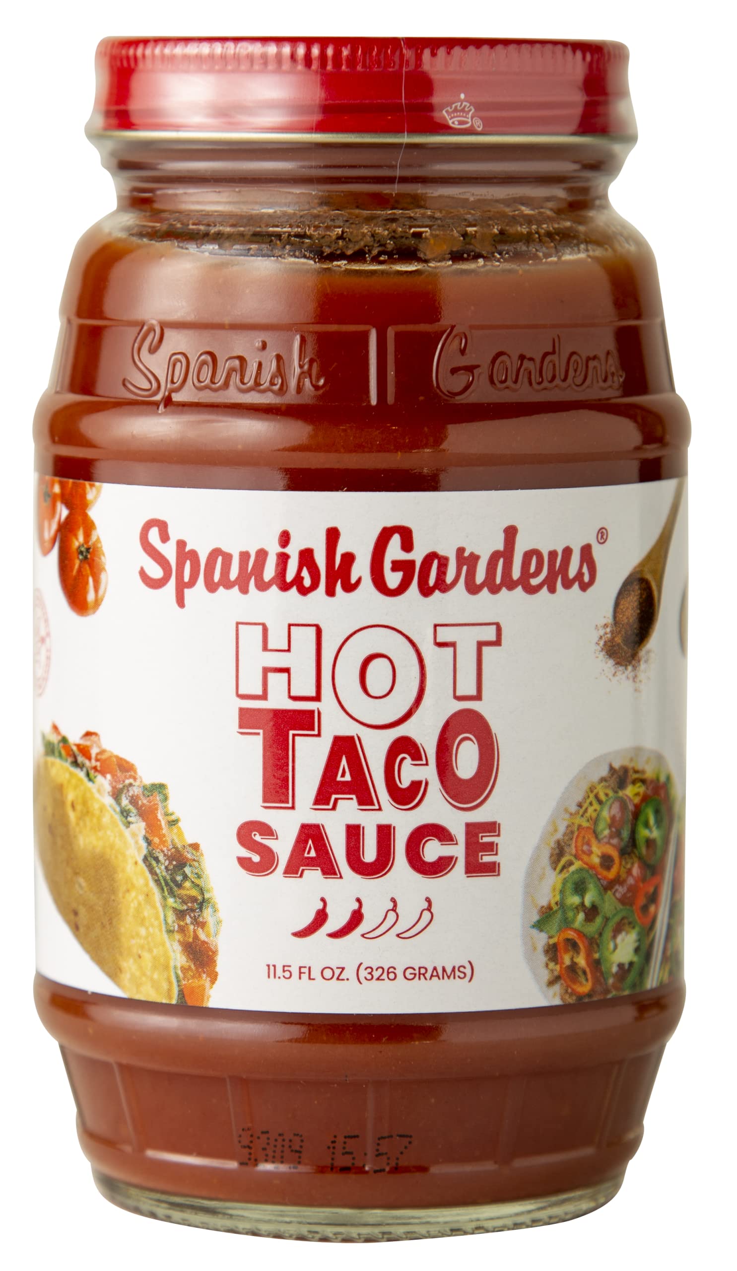 Authentic Spanish Gardens Taco Sauce (6 Pack) — Hot Mexican Salsa for Tacos, Burritos & Enchiladas — Family Recipe Spicy Sauce for Tex-Mex Cooking (11.5 oz) — Perfect for Home Cooking, Restaurant Use & Party Dips