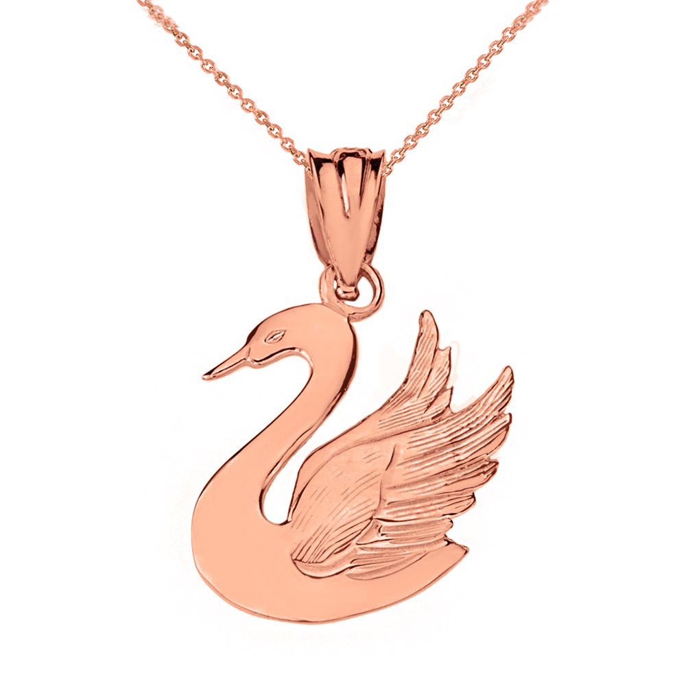 14k Rose Gold Swan Bird Charm Pendant Necklace - Elegant Animal Jewelry for Women, Perfect Gift for Birthday, Anniversary & Valentine's Day