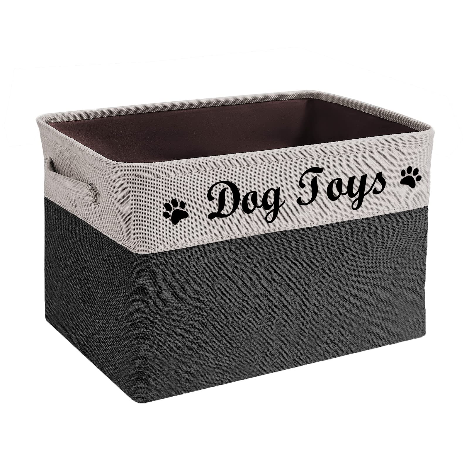 Tomlster Large Collapsible Dog Toy Storage Box with Comfortable Handles - Durable Dog Toy Basket & Bin for Organizing Pet Accessories - Perfect for Living Room, Bedroom, or Dog Play Area (Black)