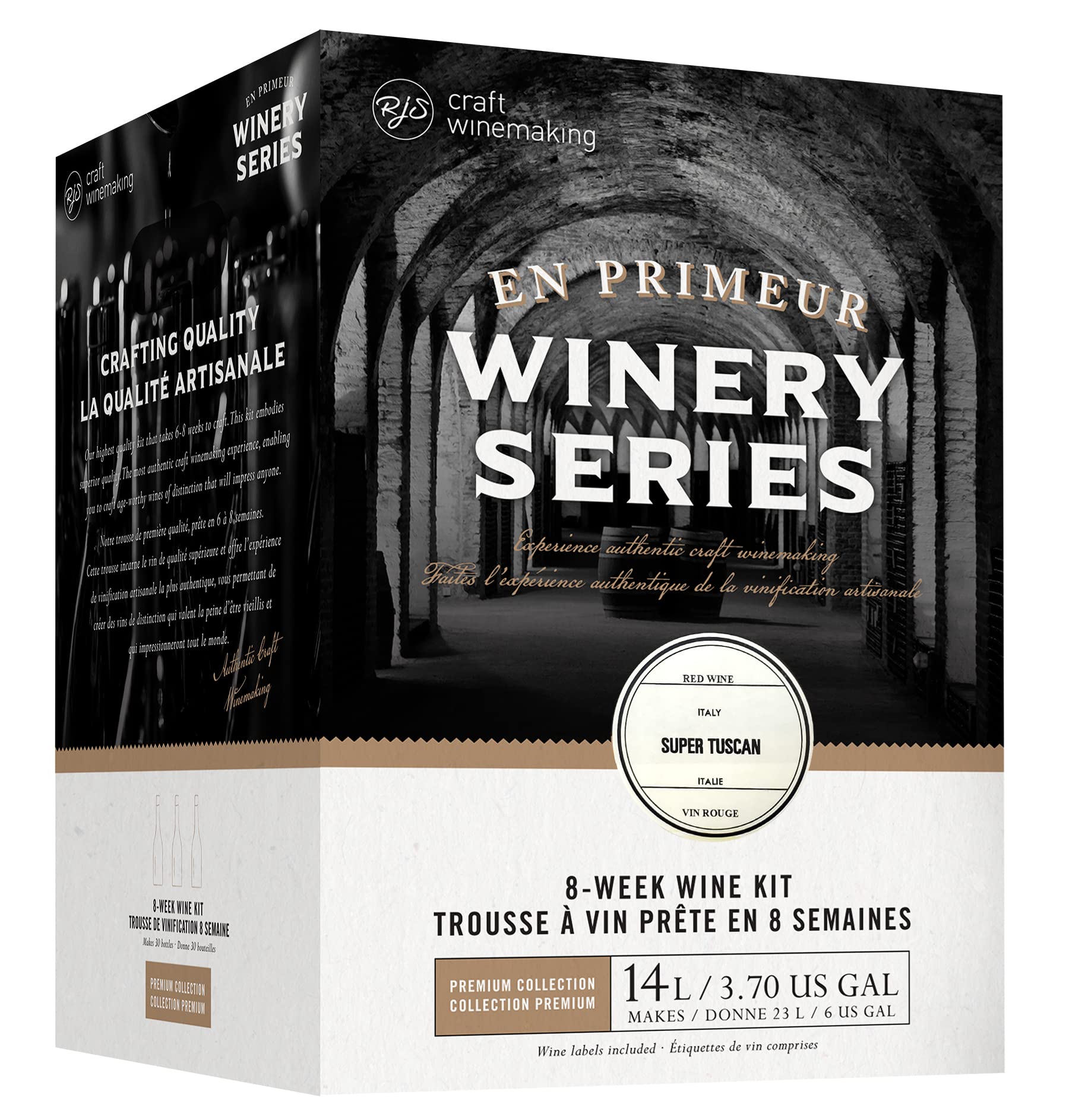 Premium RJ Spagnols Super Tuscan Wine Kit with Skins - 6 Gallon En Primeur | Home Winemaking Starter Kit for Italian Red Wine Lovers | Perfect for Special Occasions & Gifts