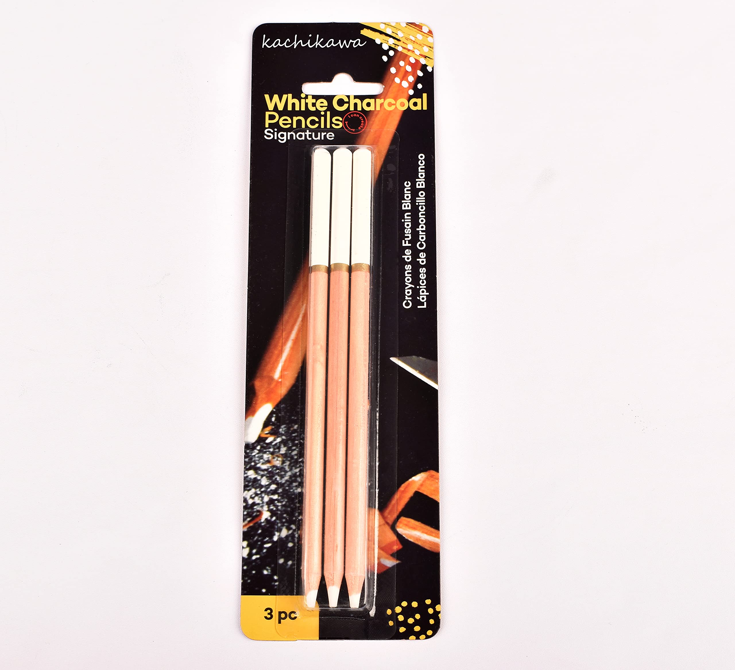White Sketch Pencils for Drawing & Highlighting - 3 Pack Set - Perfect for Artists, Students & Office Use