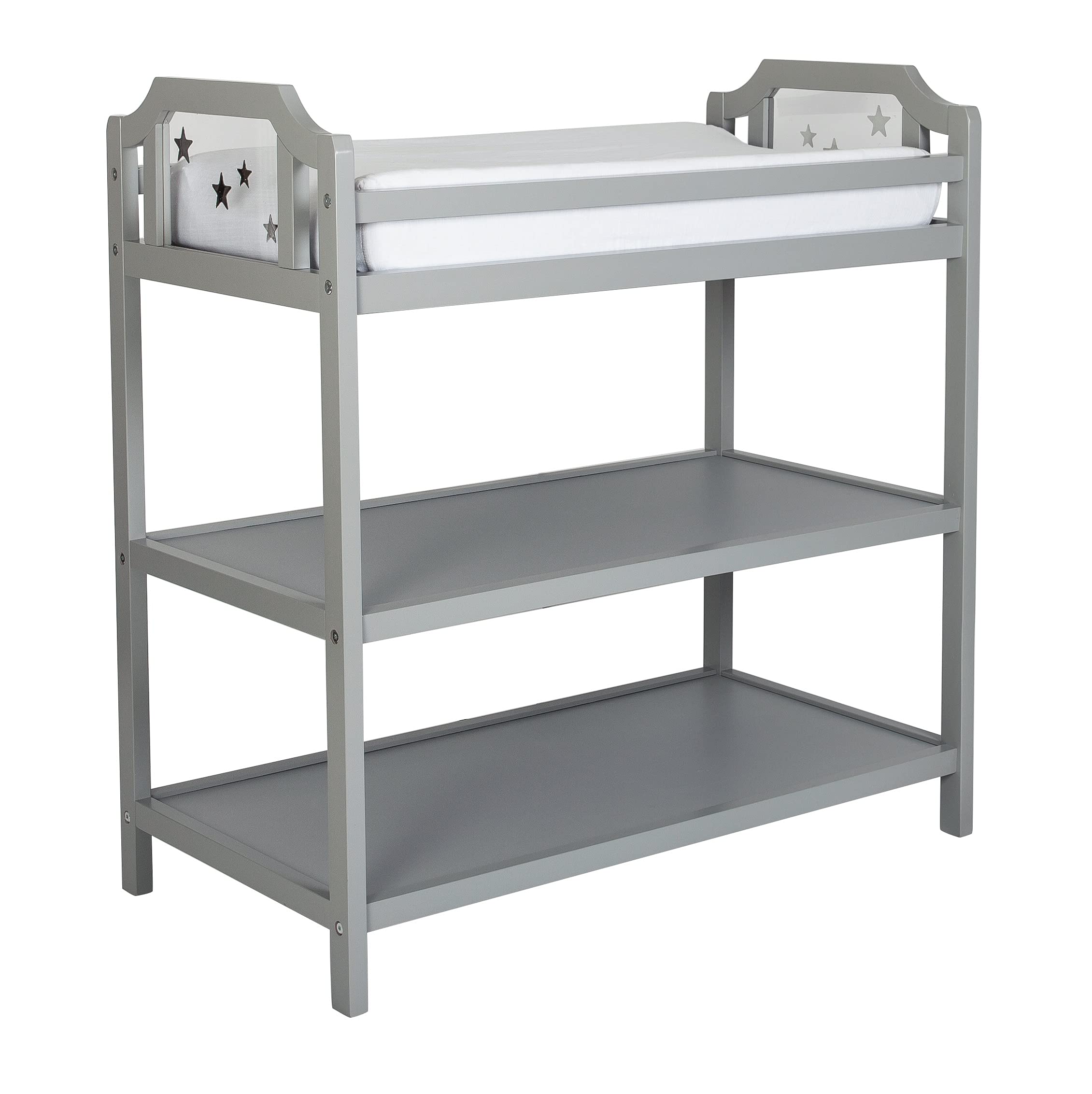 Celeste Baby Changing Table with Safety Rail - Light Grey | Nursery Essential for Safe Diaper Changes & Baby Care