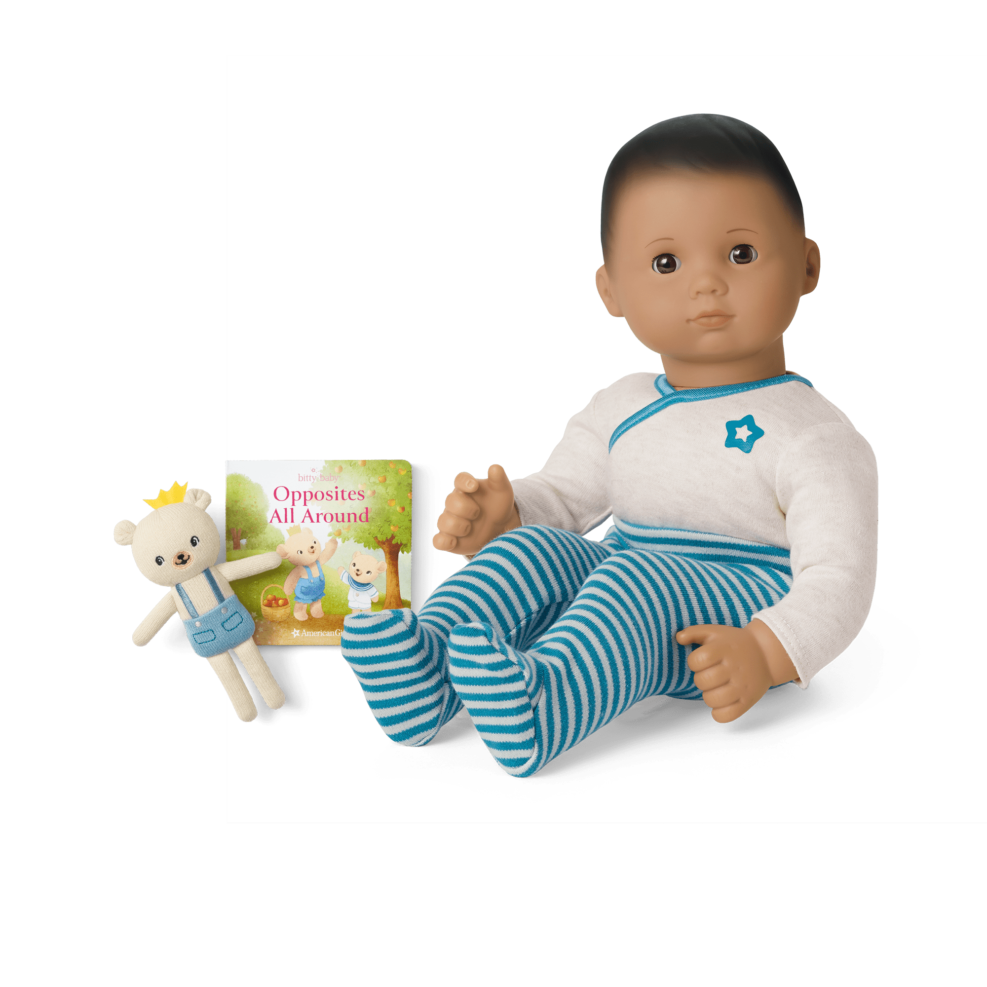 Bitty Baby® Soft Blue Doll #5 with Bear Friend & Board Book - Perfect for Kids Playtime, Gift Giving & Pretend Play