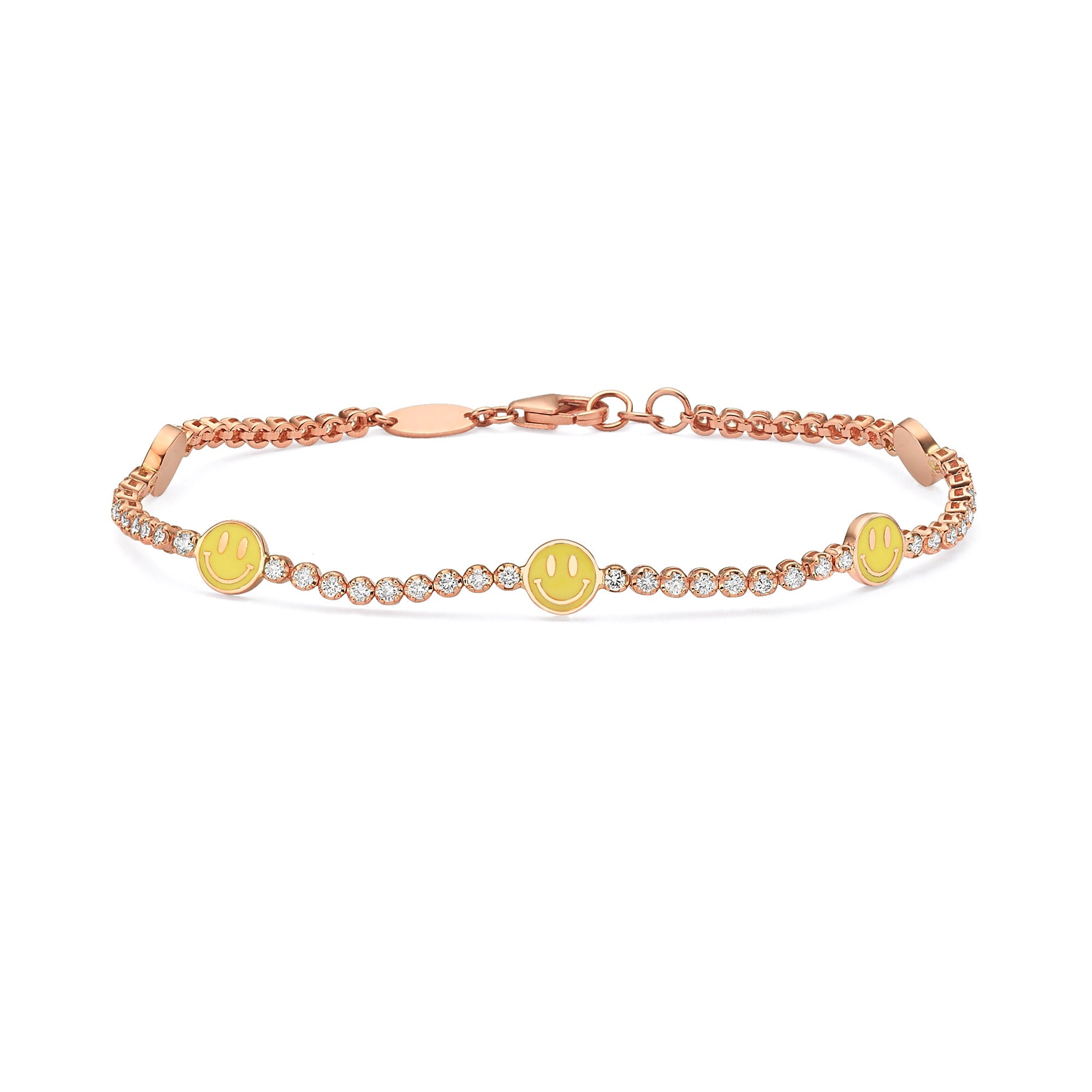5 Enamel Happy Face Tennis Bracelet - Trendy Smiley Charm Bracelet for Women & Girls - Perfect for Everyday Wear, Gifts & Parties