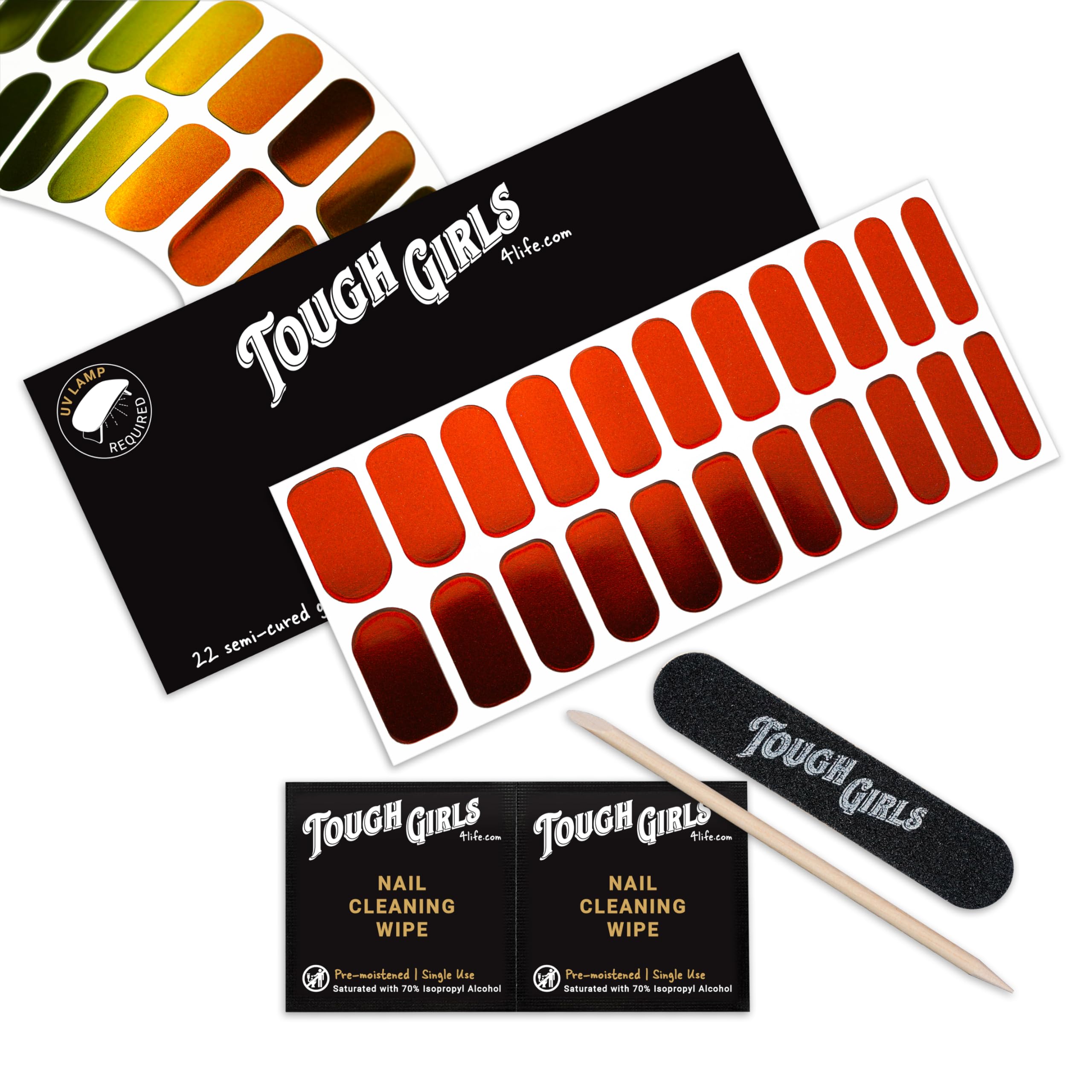 22 Premium Semi-Cured Gel Nail Polish Strips with Application Accessories - Metallic Chameleon for Long-Lasting Manicures at Home or Salon