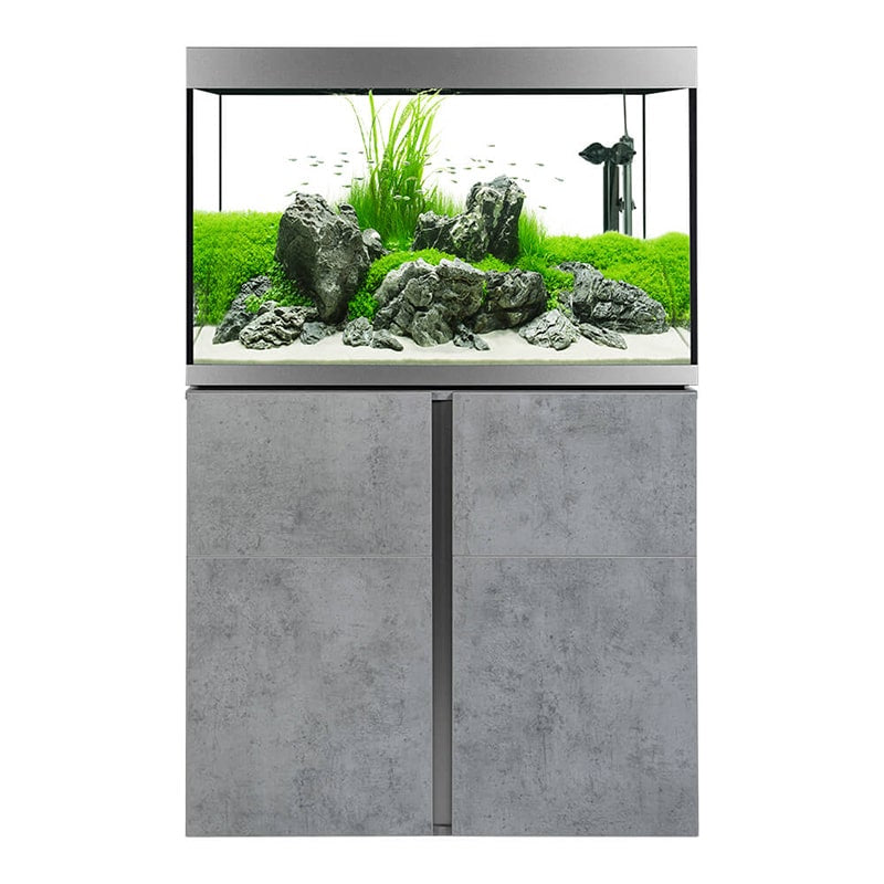 Fluval Siena 72 Gallon Aquarium Kit with Black & Chicago Concrete Oak Stand - Complete Fish Tank Set Includes Filtration & LED Lighting for Home or Office Aquascaping