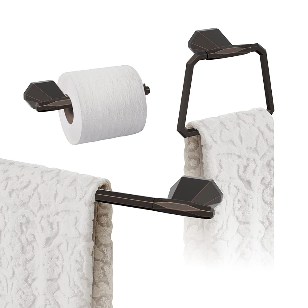 Amerock Oil Rubbed Bronze St. Vincent 18-Inch Towel Bar Set (3-Piece) - Bathroom Accessories for Modern & Traditional Home Decor